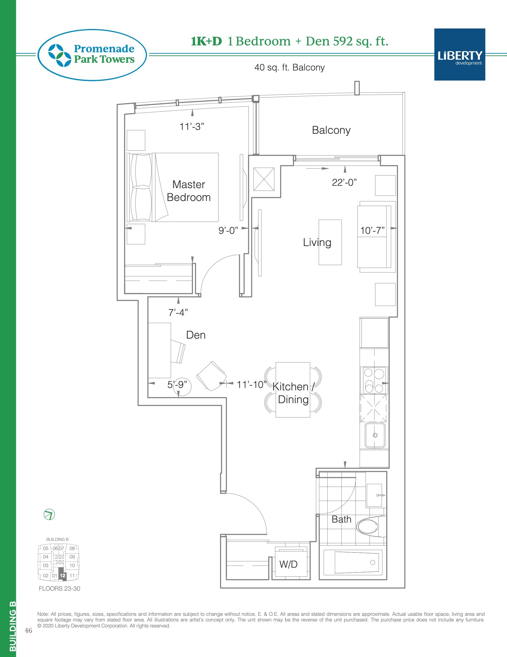 1K+D floor plan