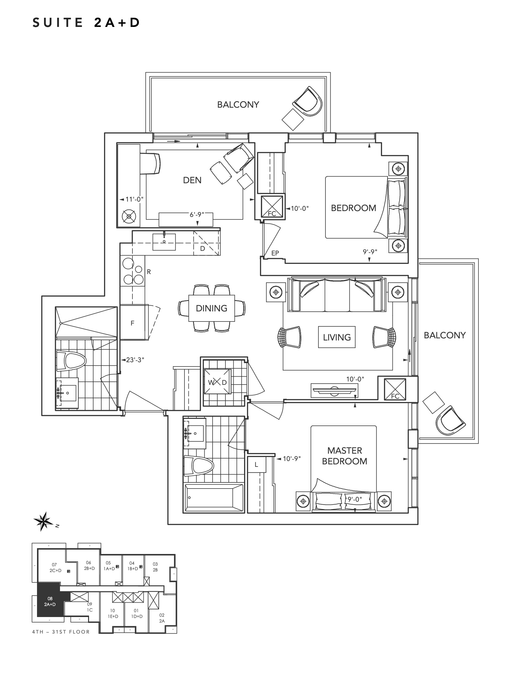 2A+D floor plan