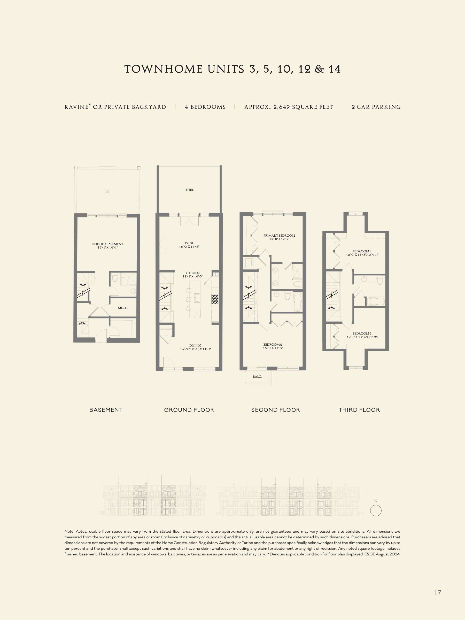 Townhome Units 3, 5, 10, 12 & 14 floor plan