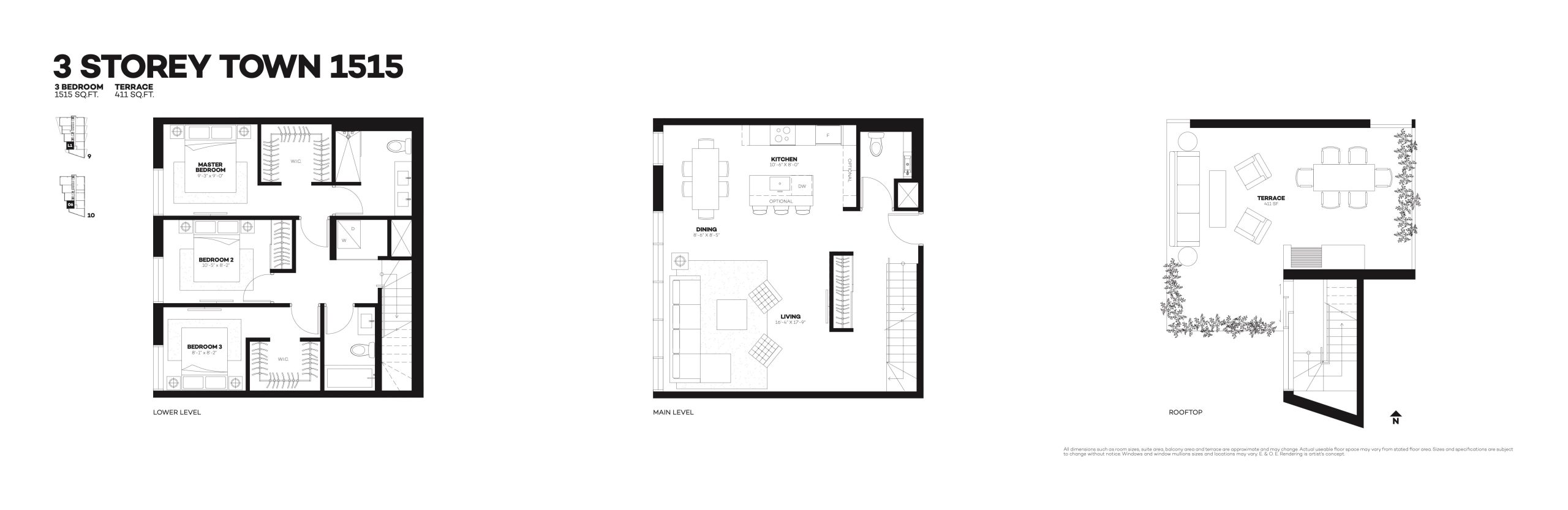 3 Storey Town 1515 floor plan
