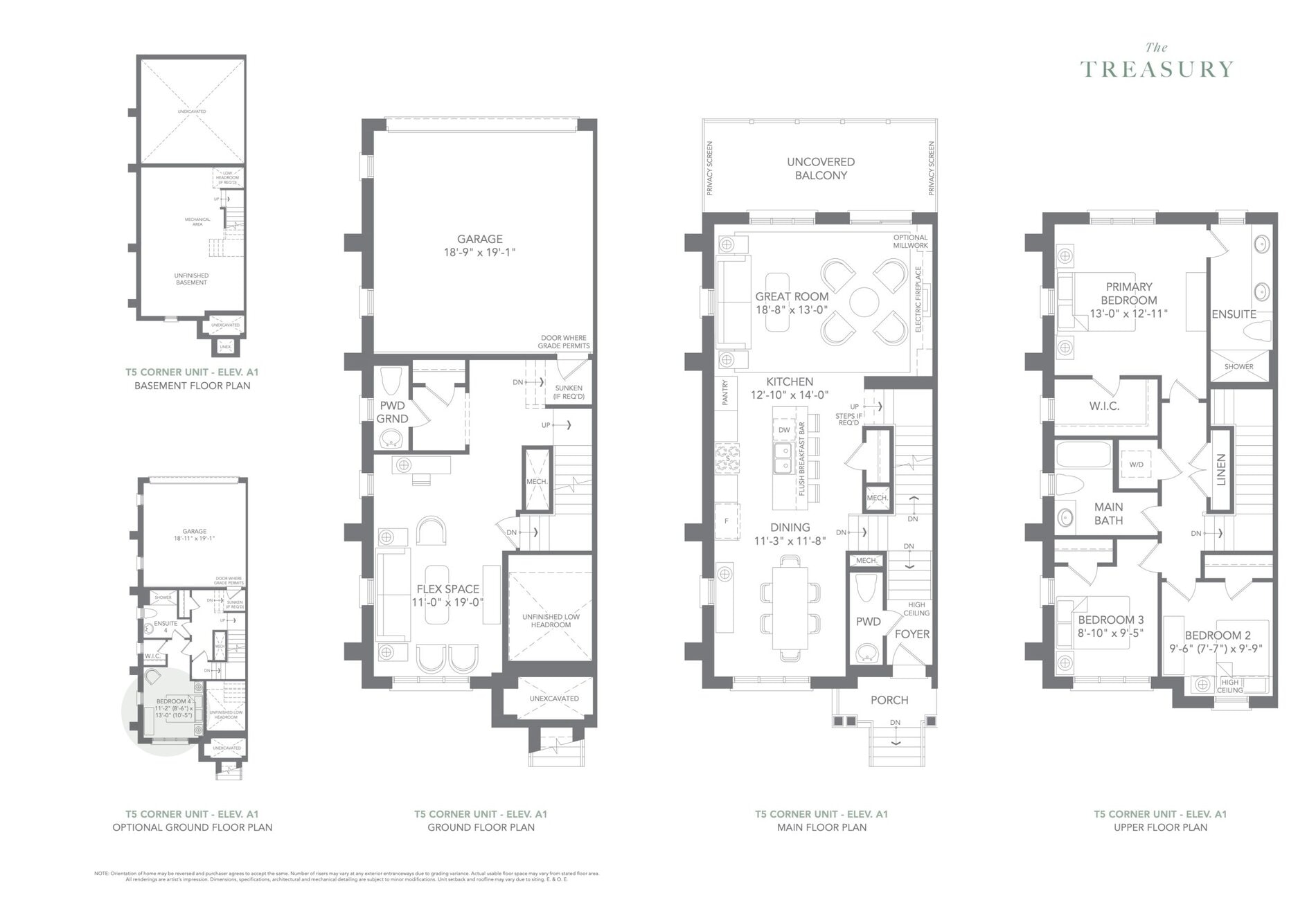 Montrose T5 Corner Elev. A1 floor plan