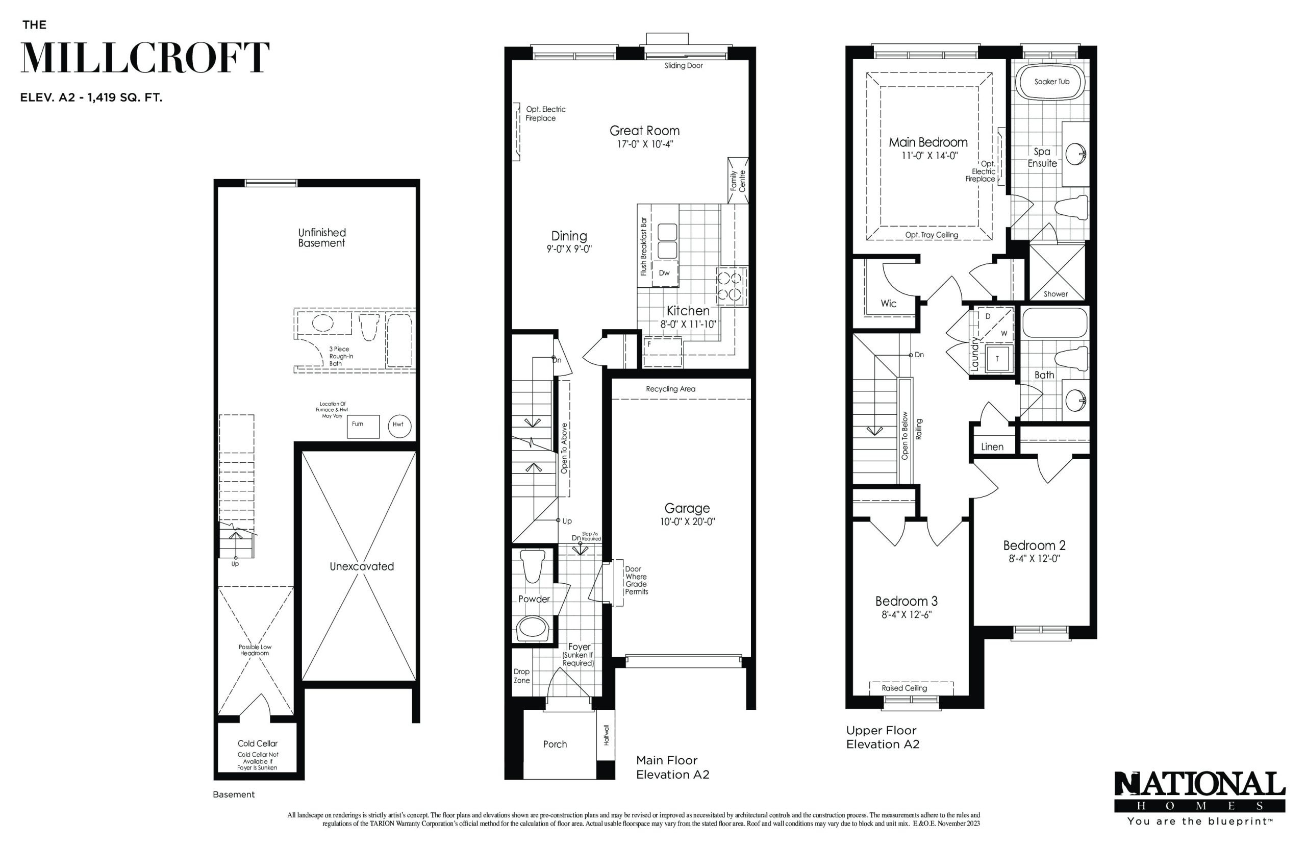 Millcroft Elev A2 floor plan