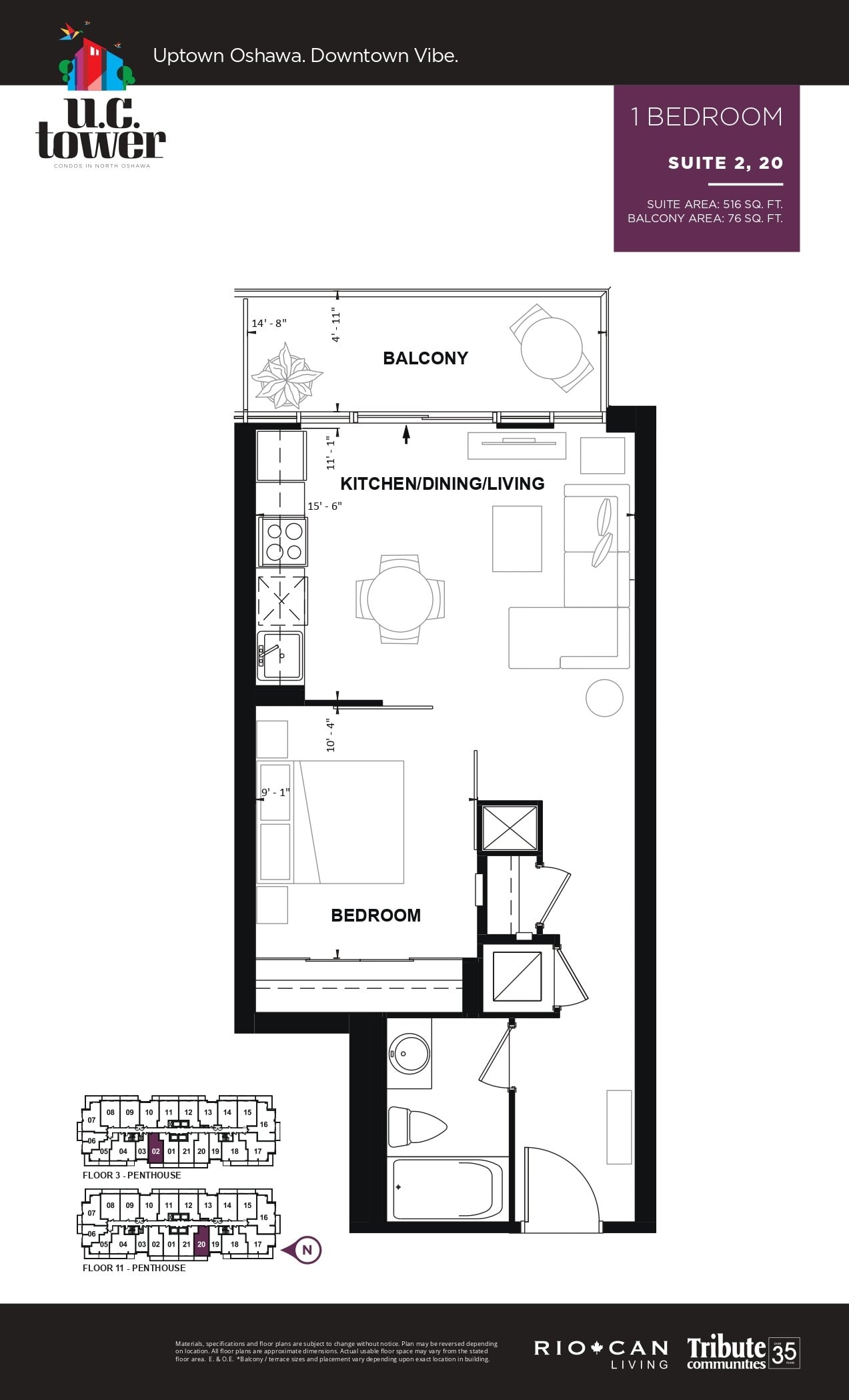1 Bedroom - Suite 2/20 floor plan