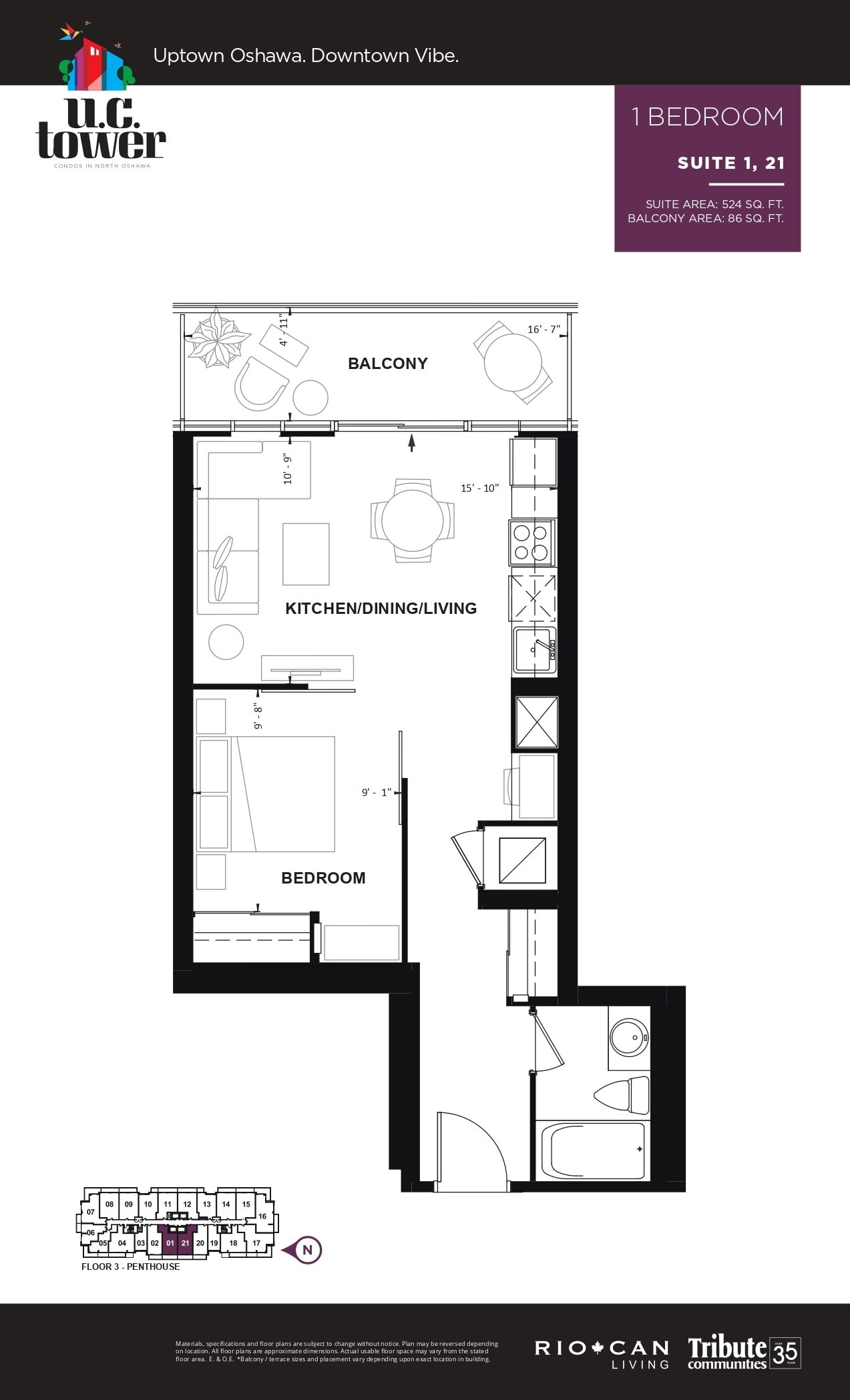 1 Bedroom - Suite 1/21 floor plan