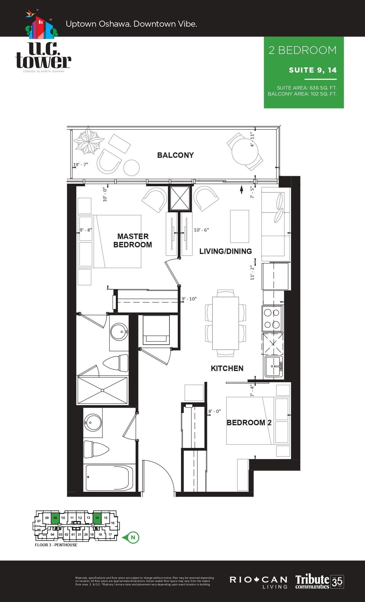 2 Bedroom - Suite 9/14 floor plan