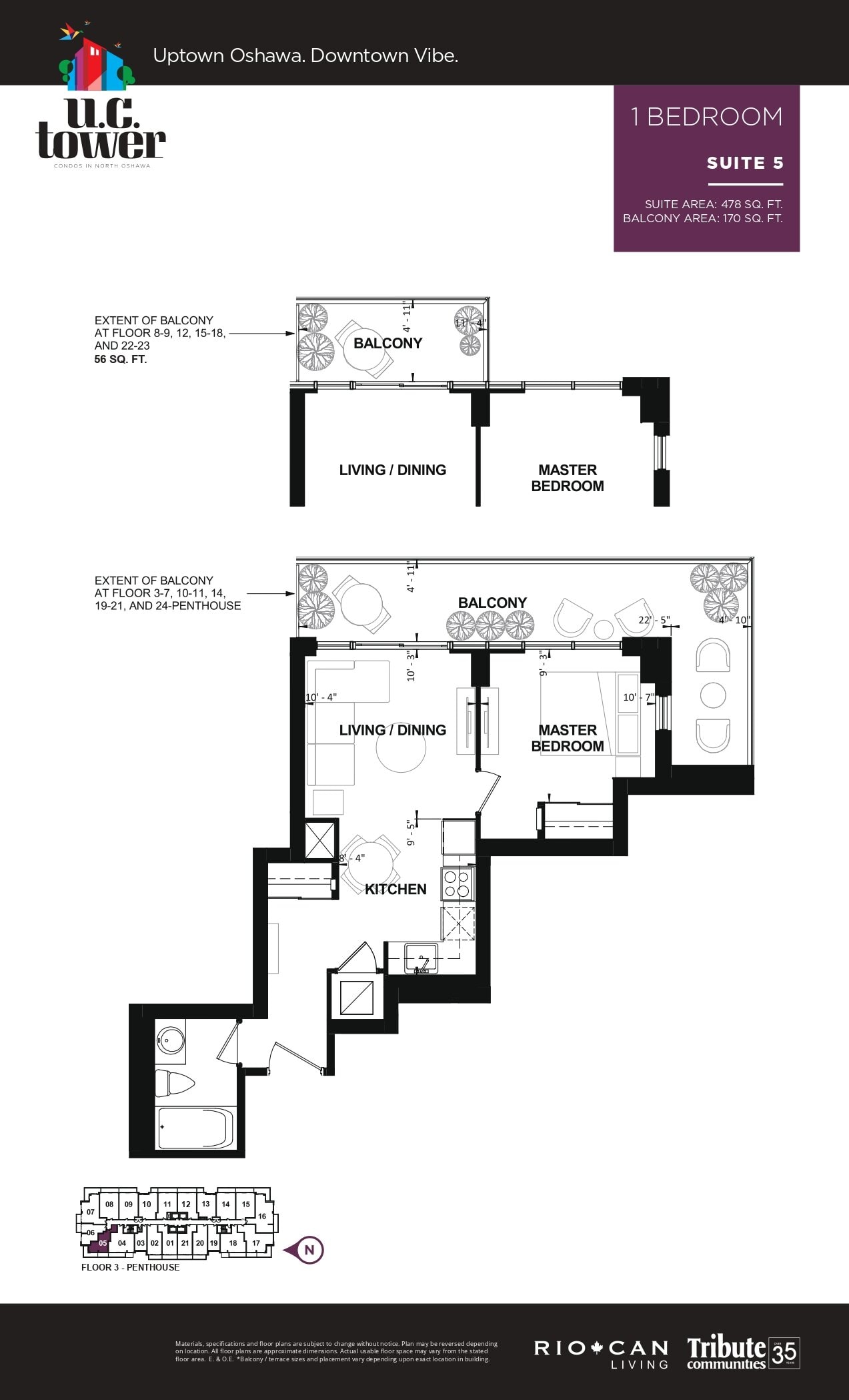 1 Bedroom - Suite 5 floor plan