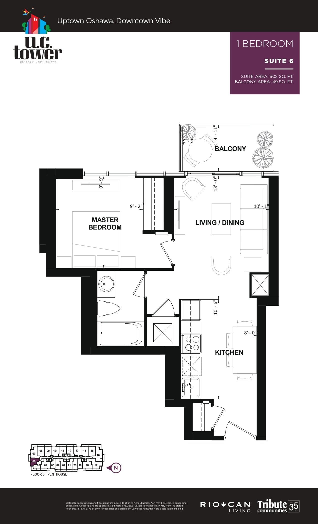 1 Bedroom - Suite 6 floor plan