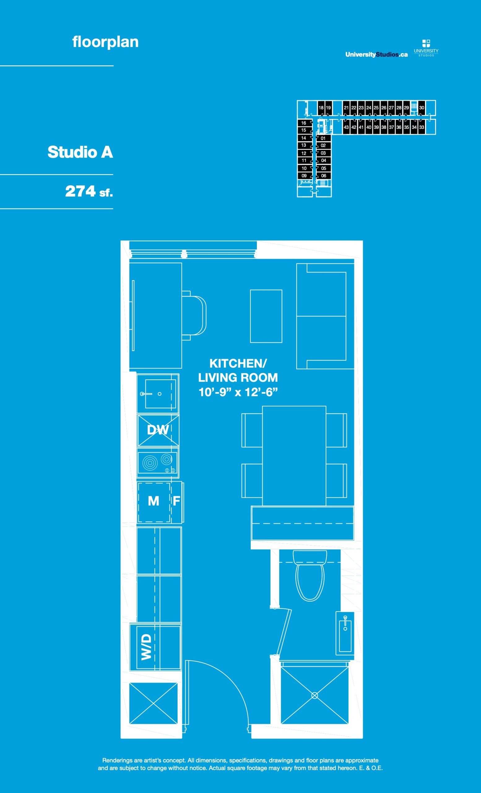 Studio A floor plan