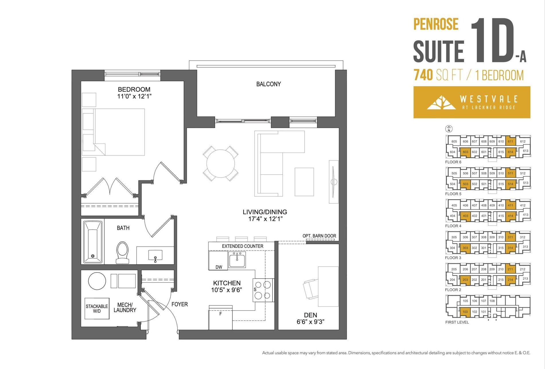 Penrose Suite 1D-A floor plan