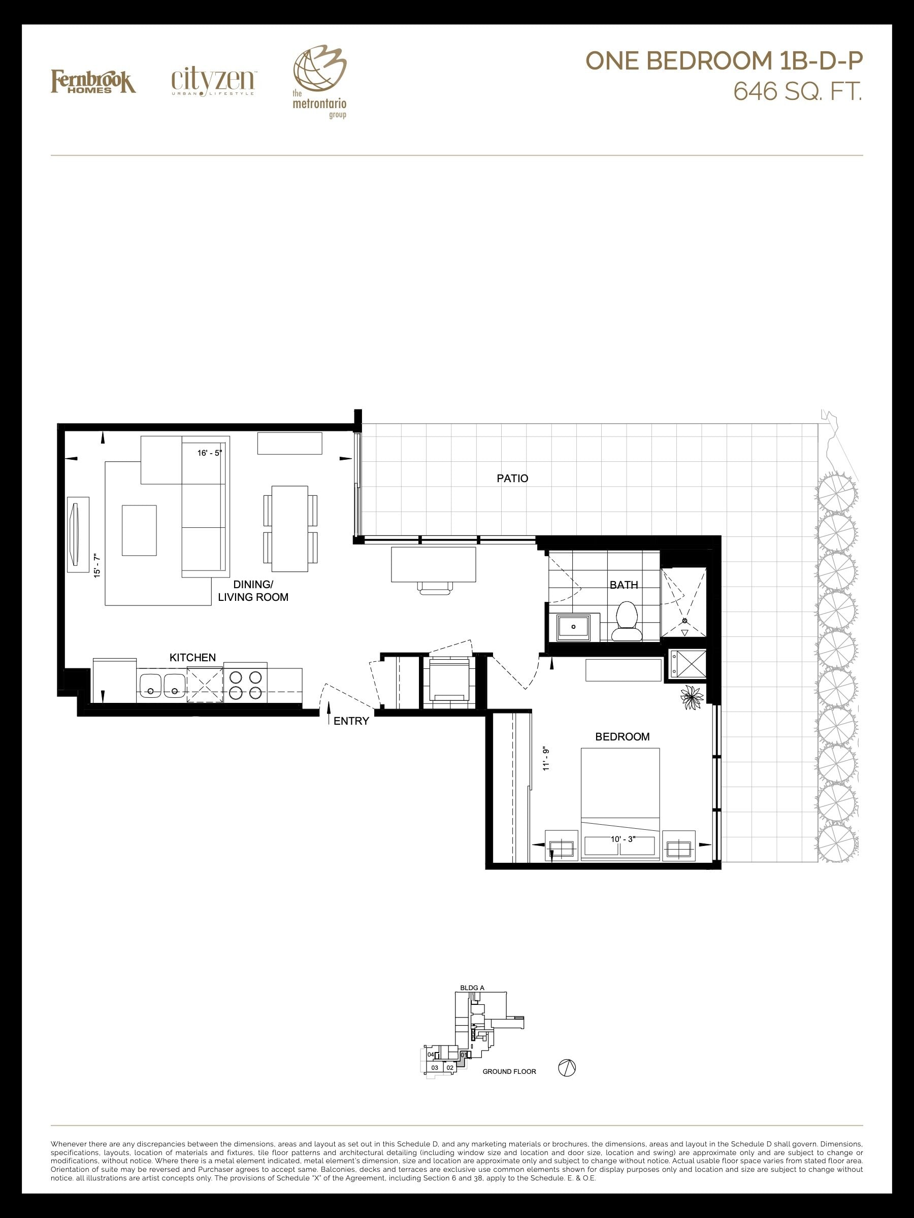 1B-D-P floor plan