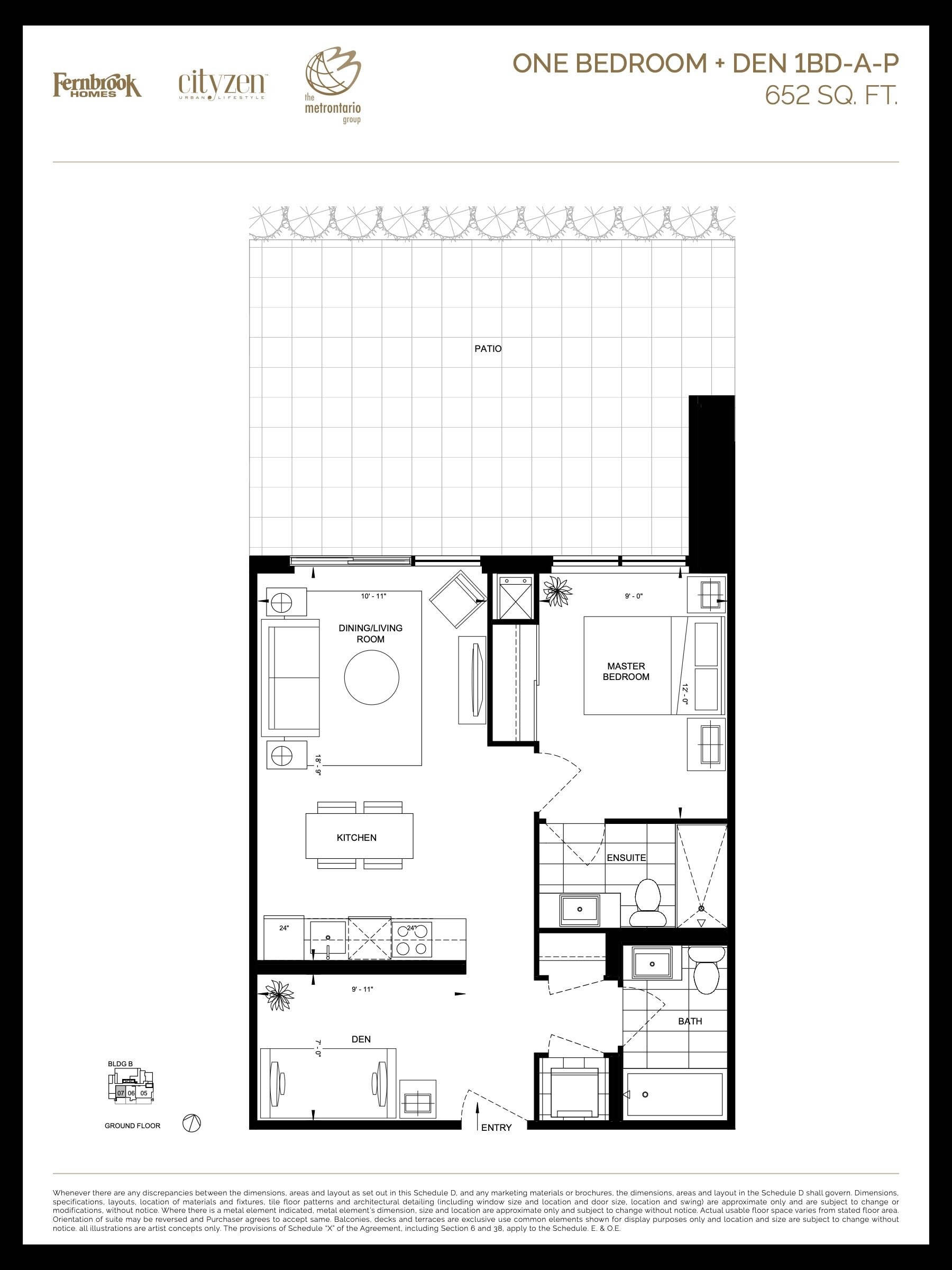 1BD-A-P floor plan