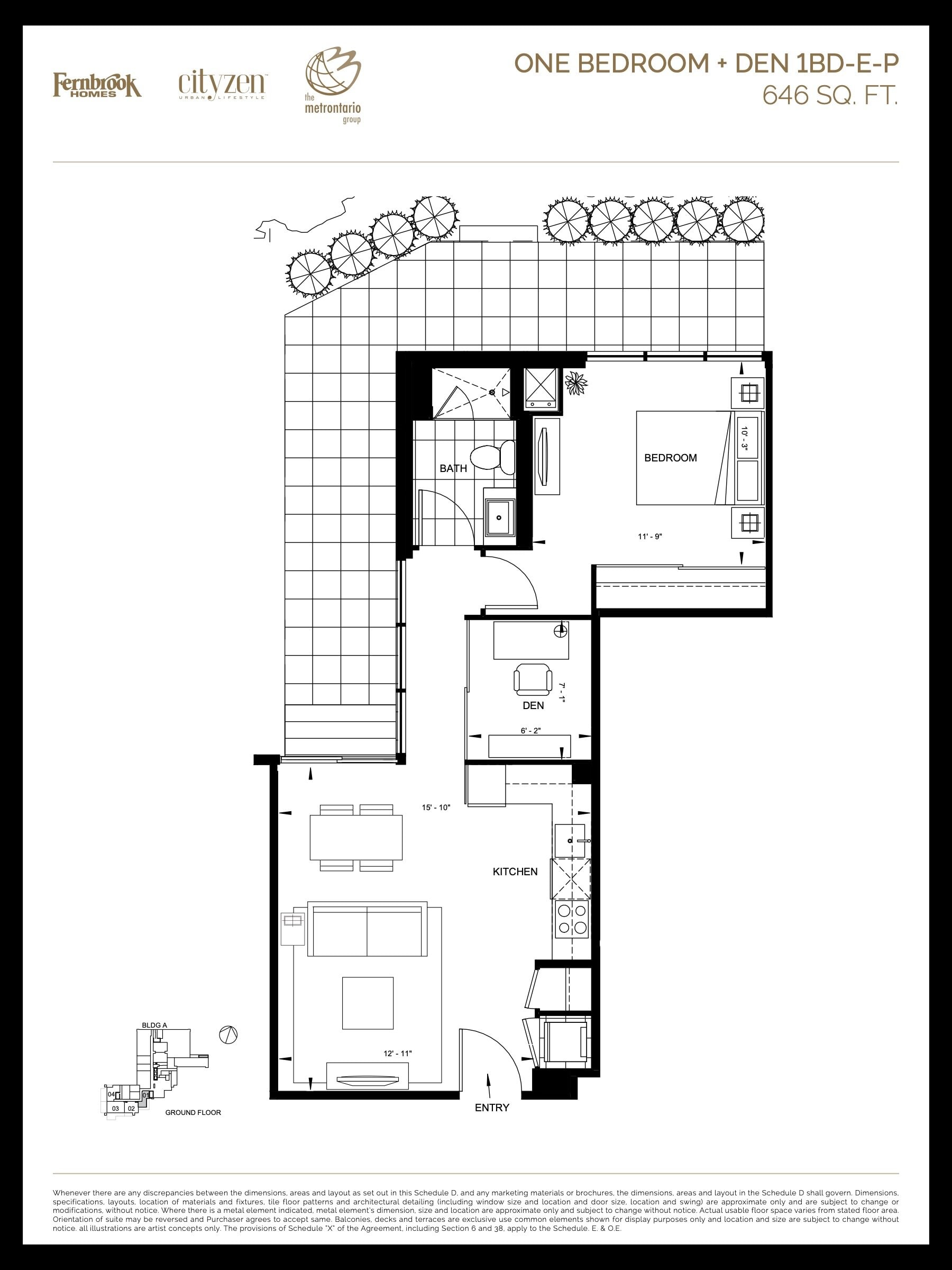 1BD-E-P floor plan