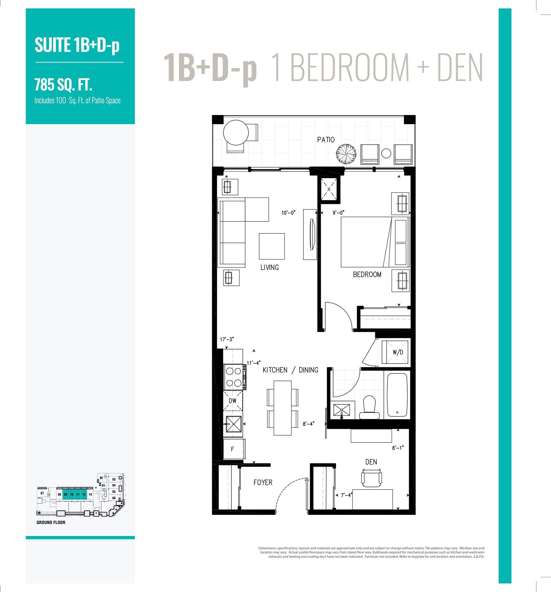 1B+D-p floor plan