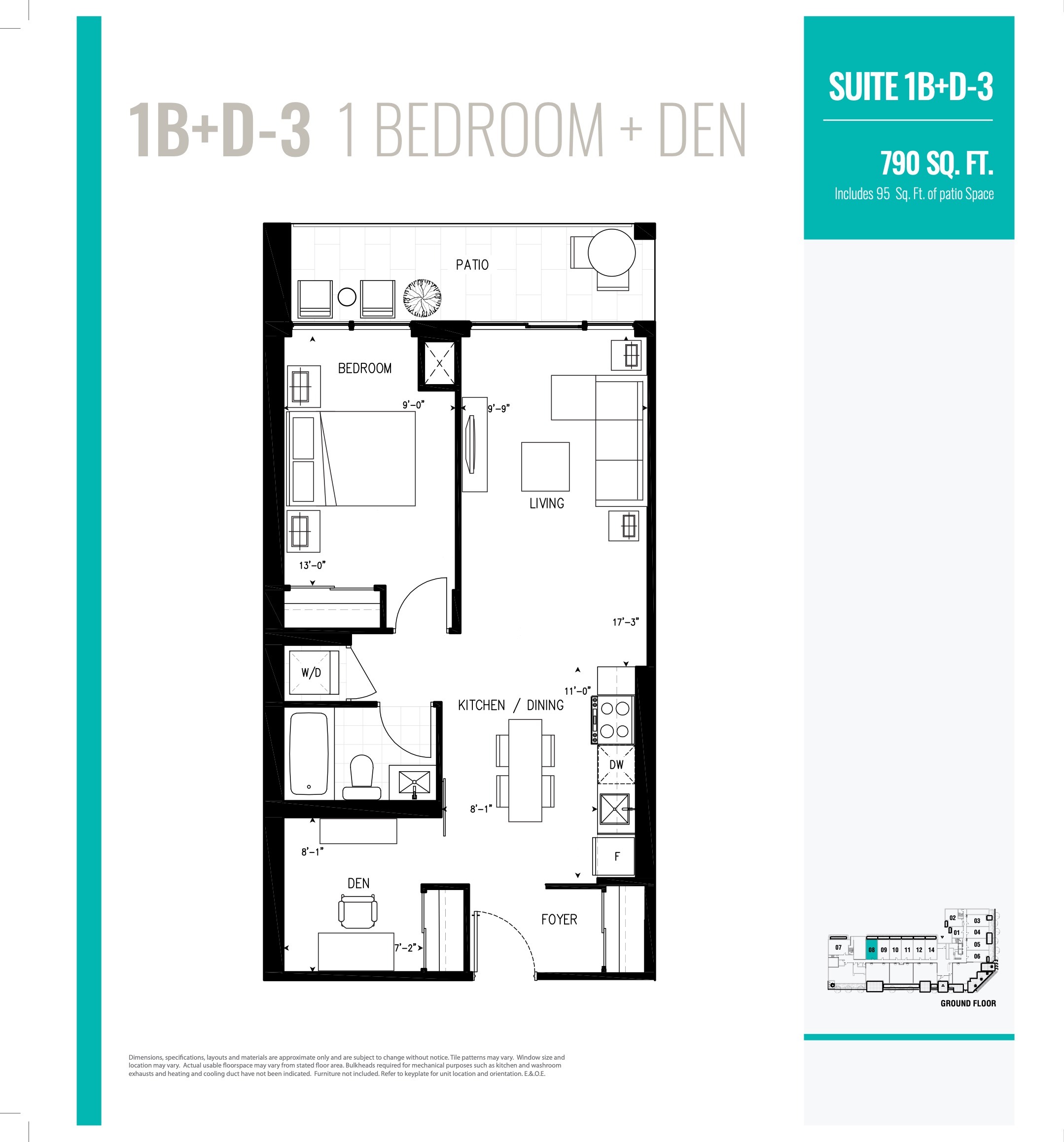 1B+D-3 floor plan