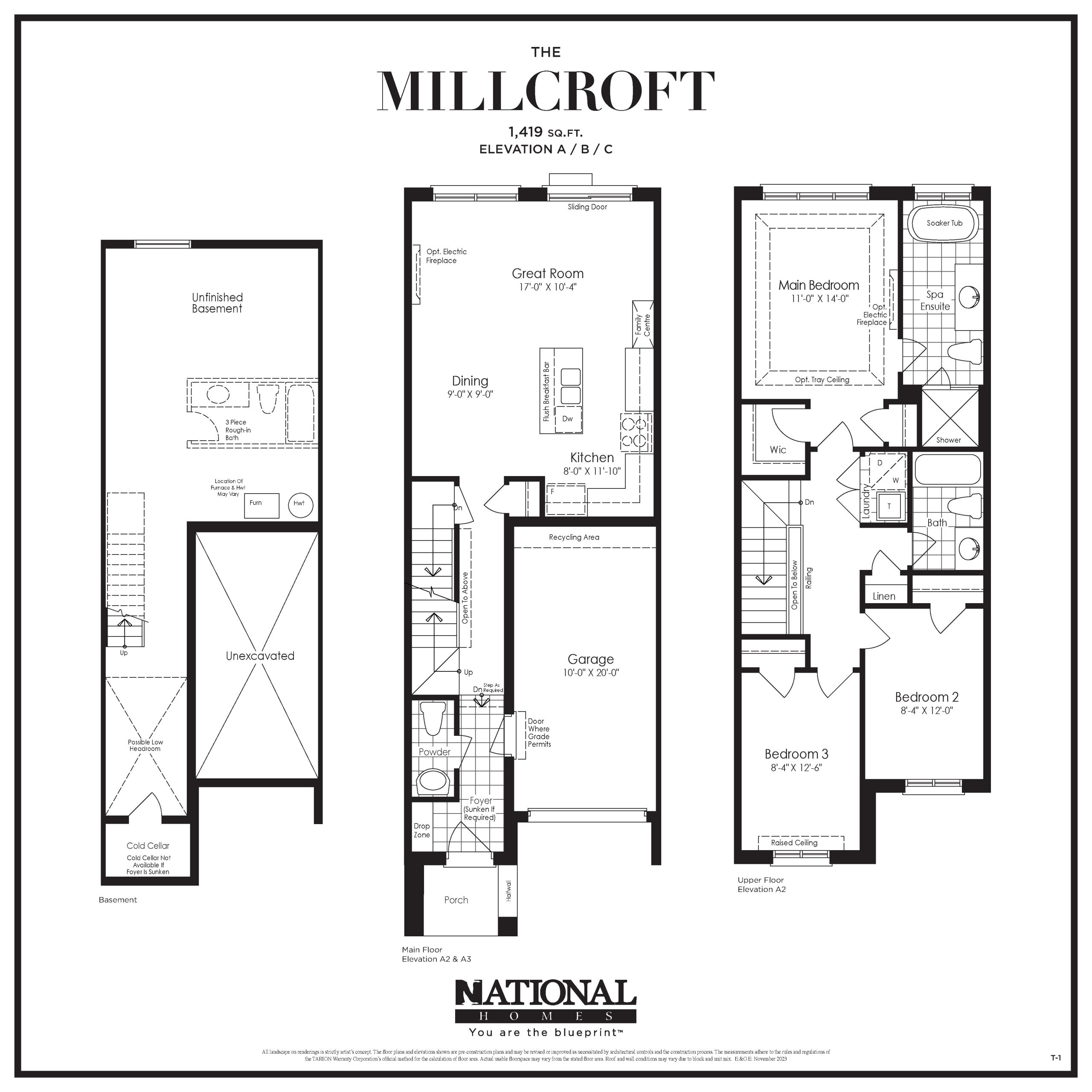 Millcroft Elev A/B/C floor plan