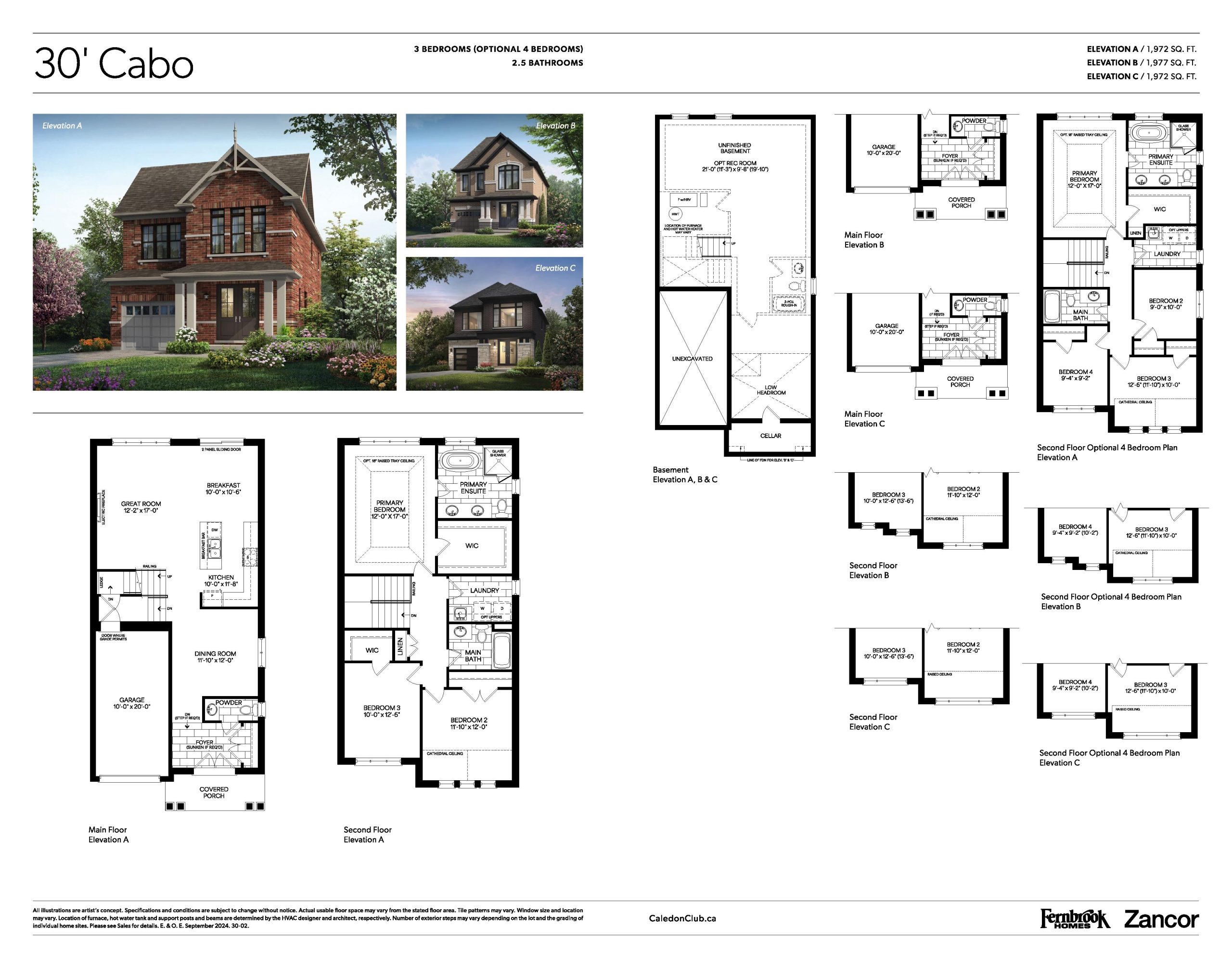 Caledon Club Towns Phase 2 beds baths Studio floor plan