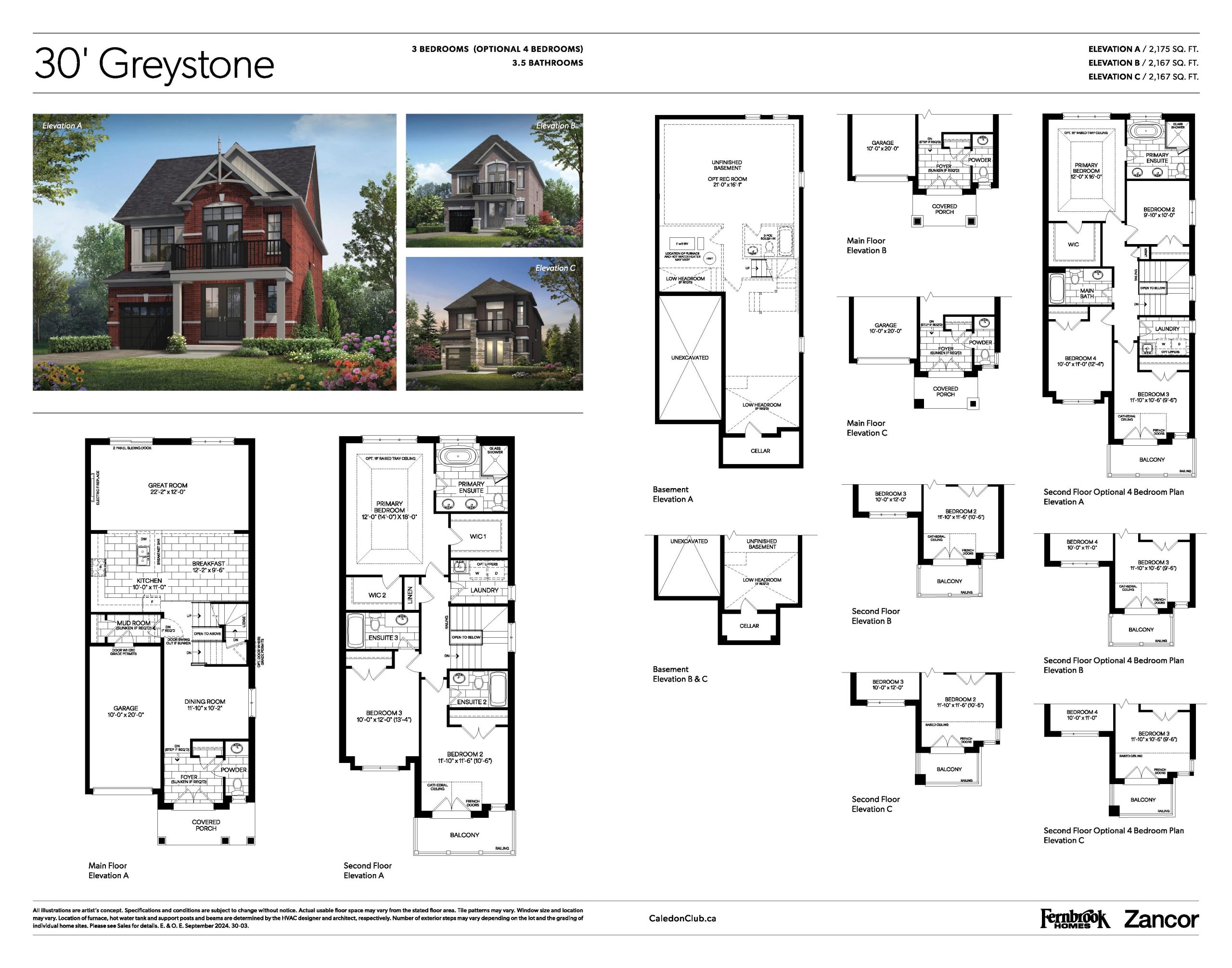 Caledon Club Towns Phase 2 beds baths Studio floor plan
