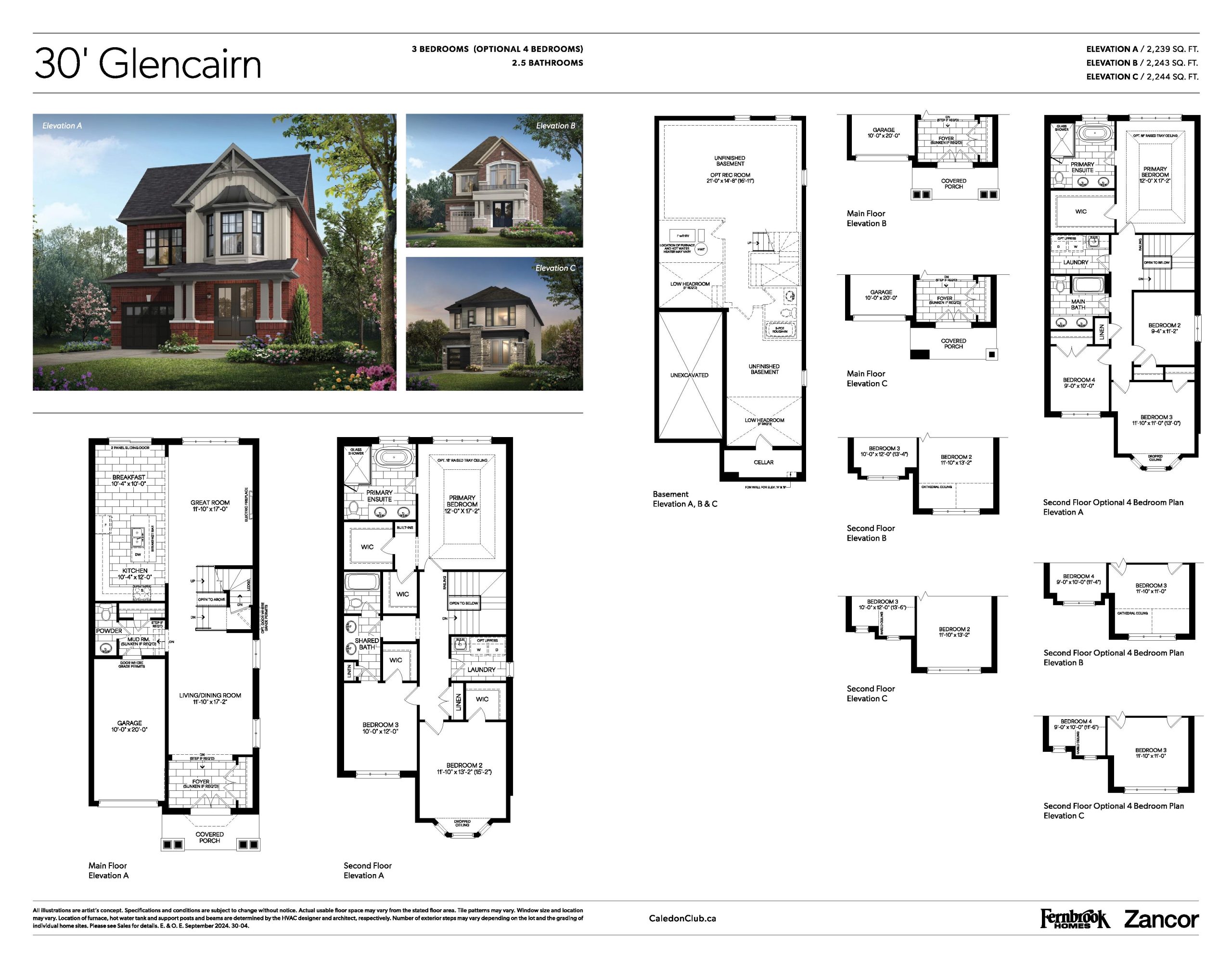 Caledon Club Towns Phase 2 beds baths Studio floor plan