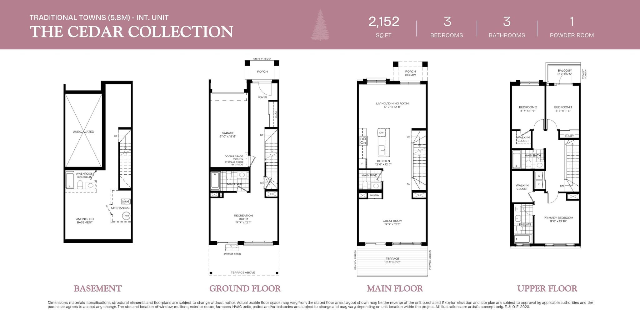 Interior Unit - Cedar Collection floor plan