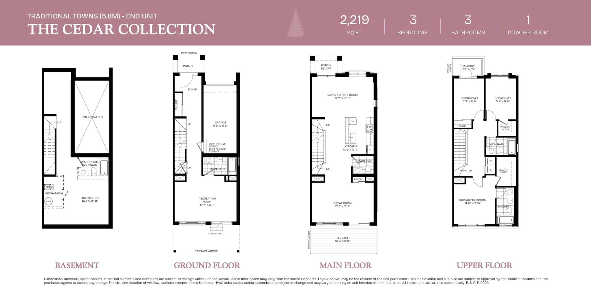 End Unit - Cedar Collection floor plan