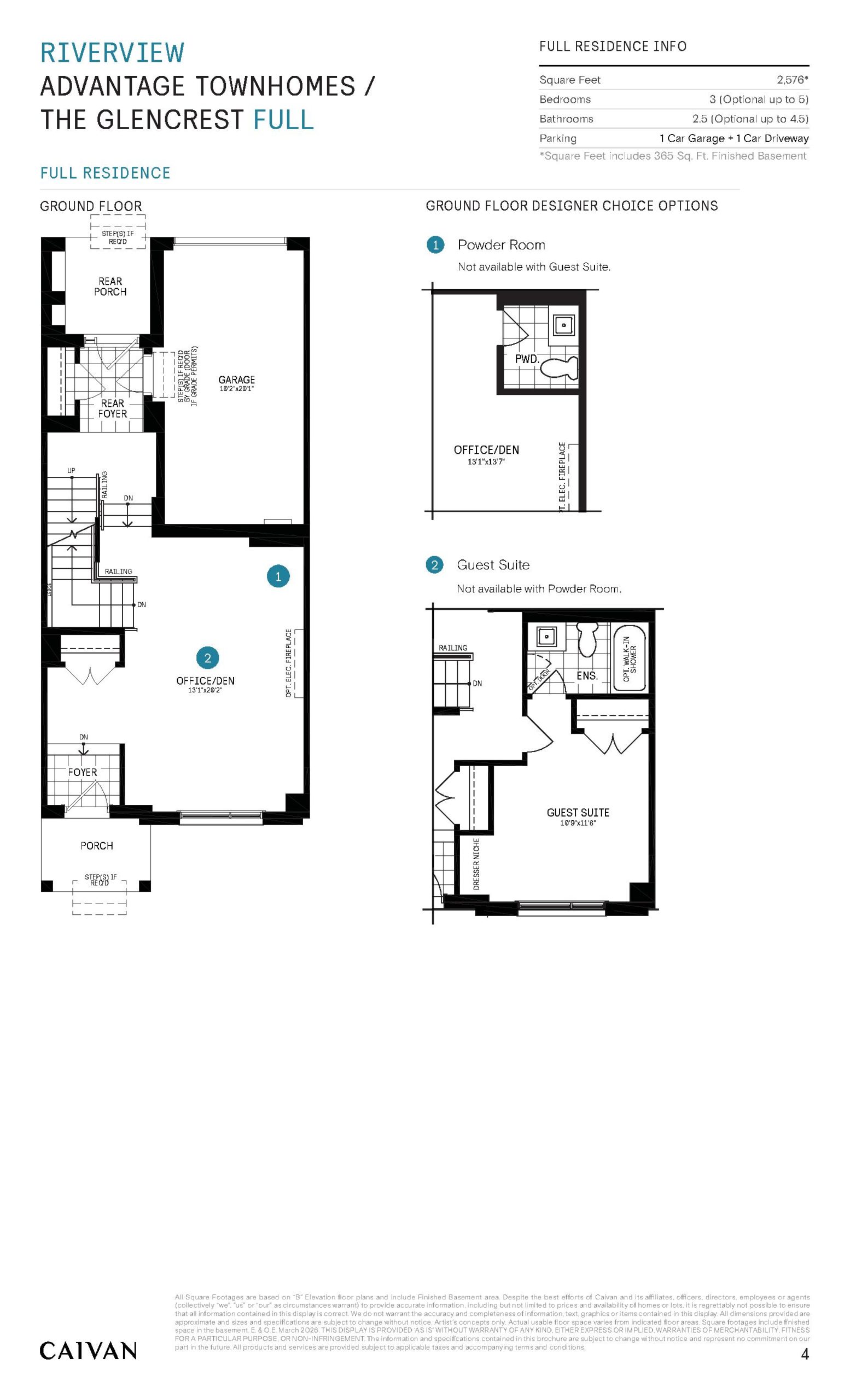 The Glencrest (Advantage Townhomes) floor plan