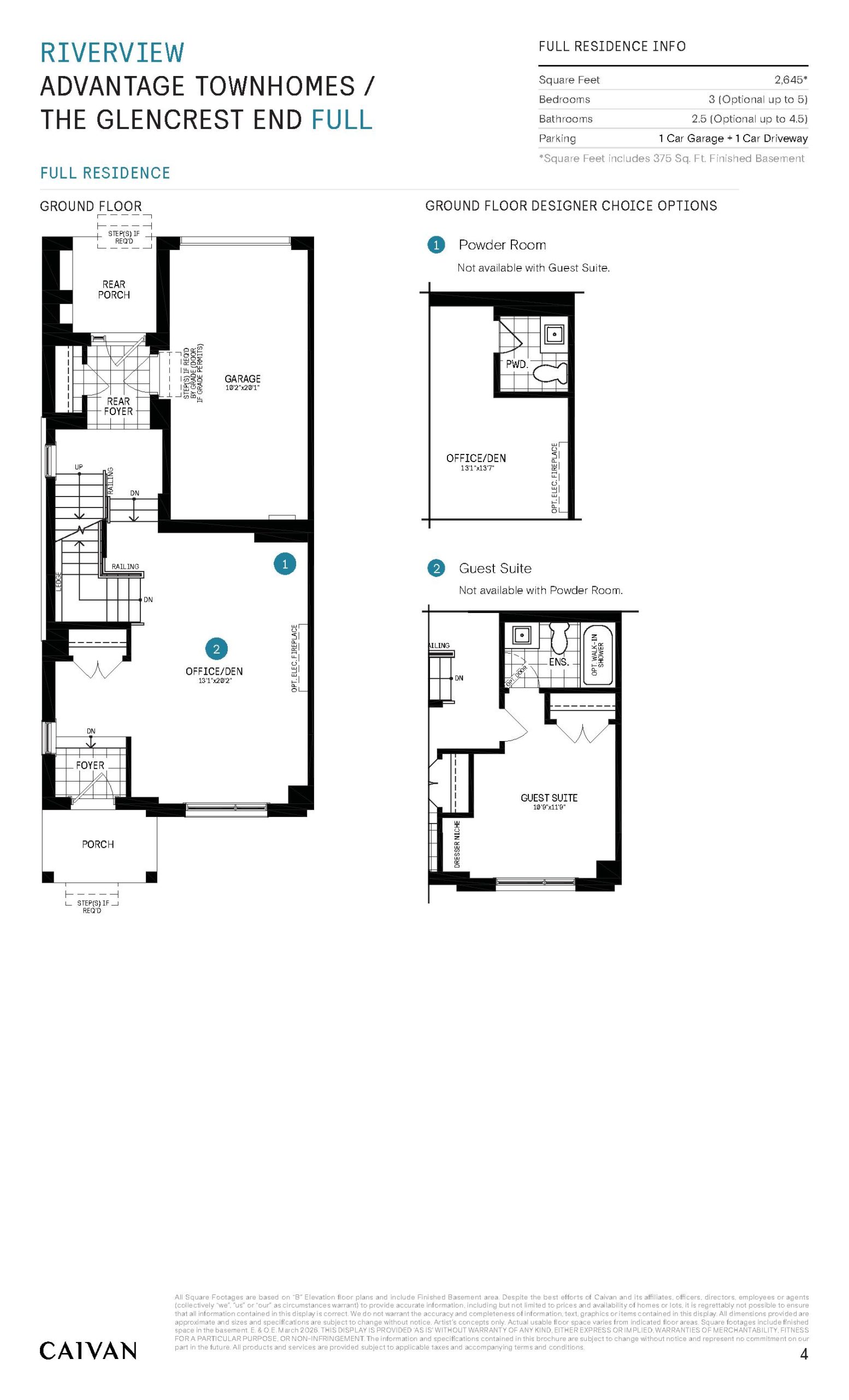 The Glencrest End (Advantage Townhomes) floor plan