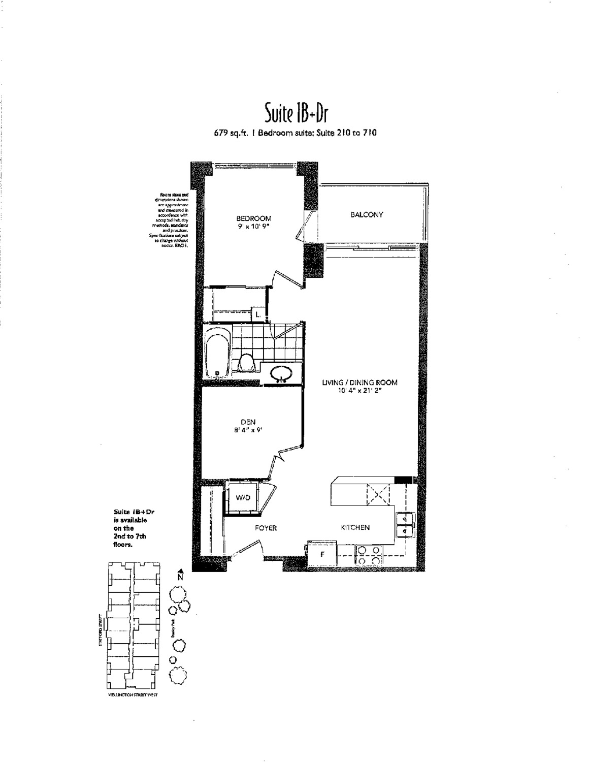 Suite 1B+Den floor plan