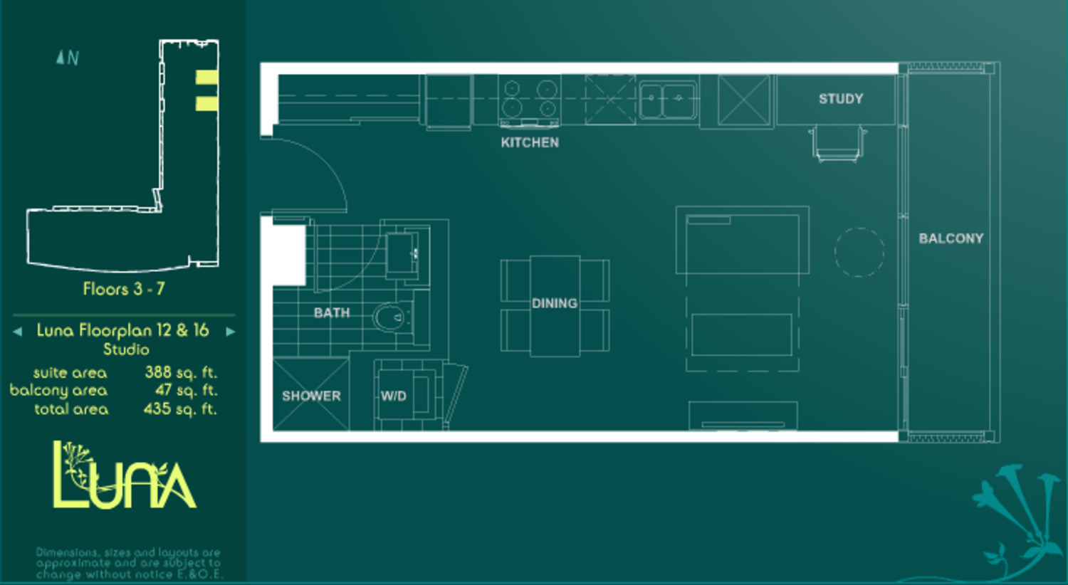 Luna Floorplan 12 & 16 floor plan