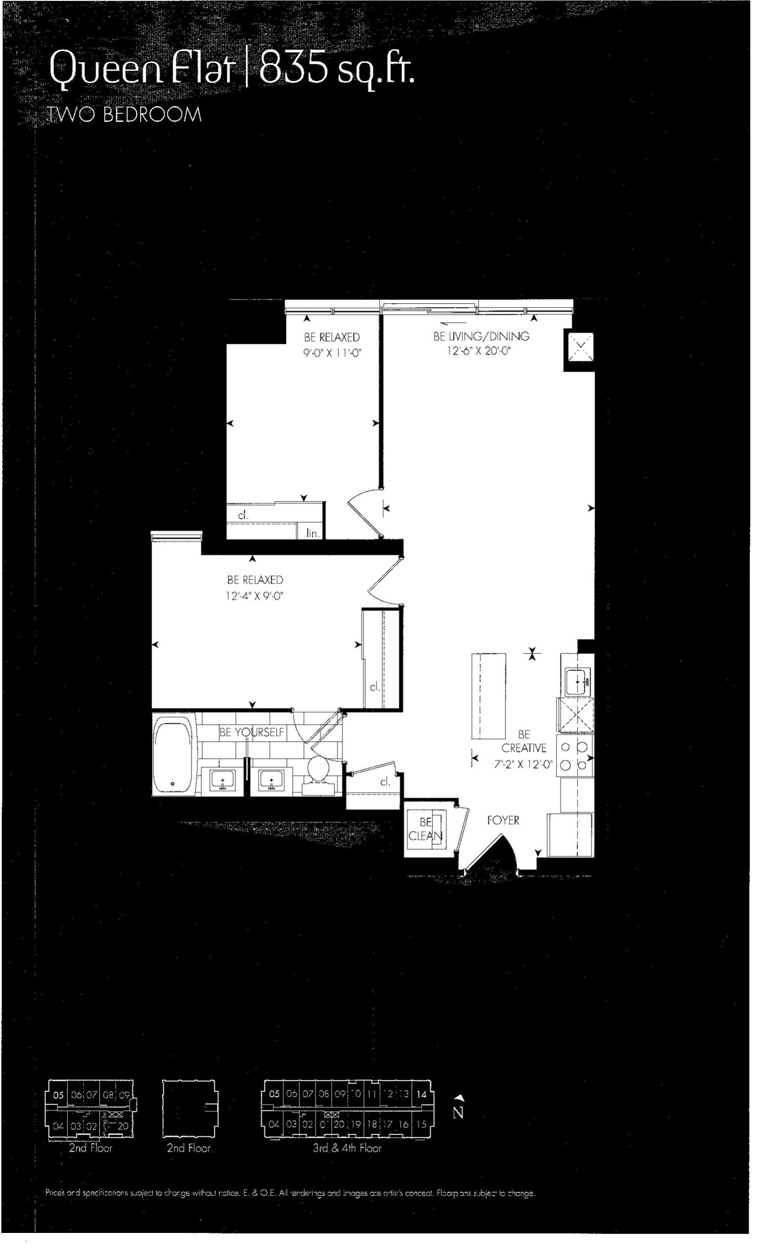 Queen Flat 835 floor plan