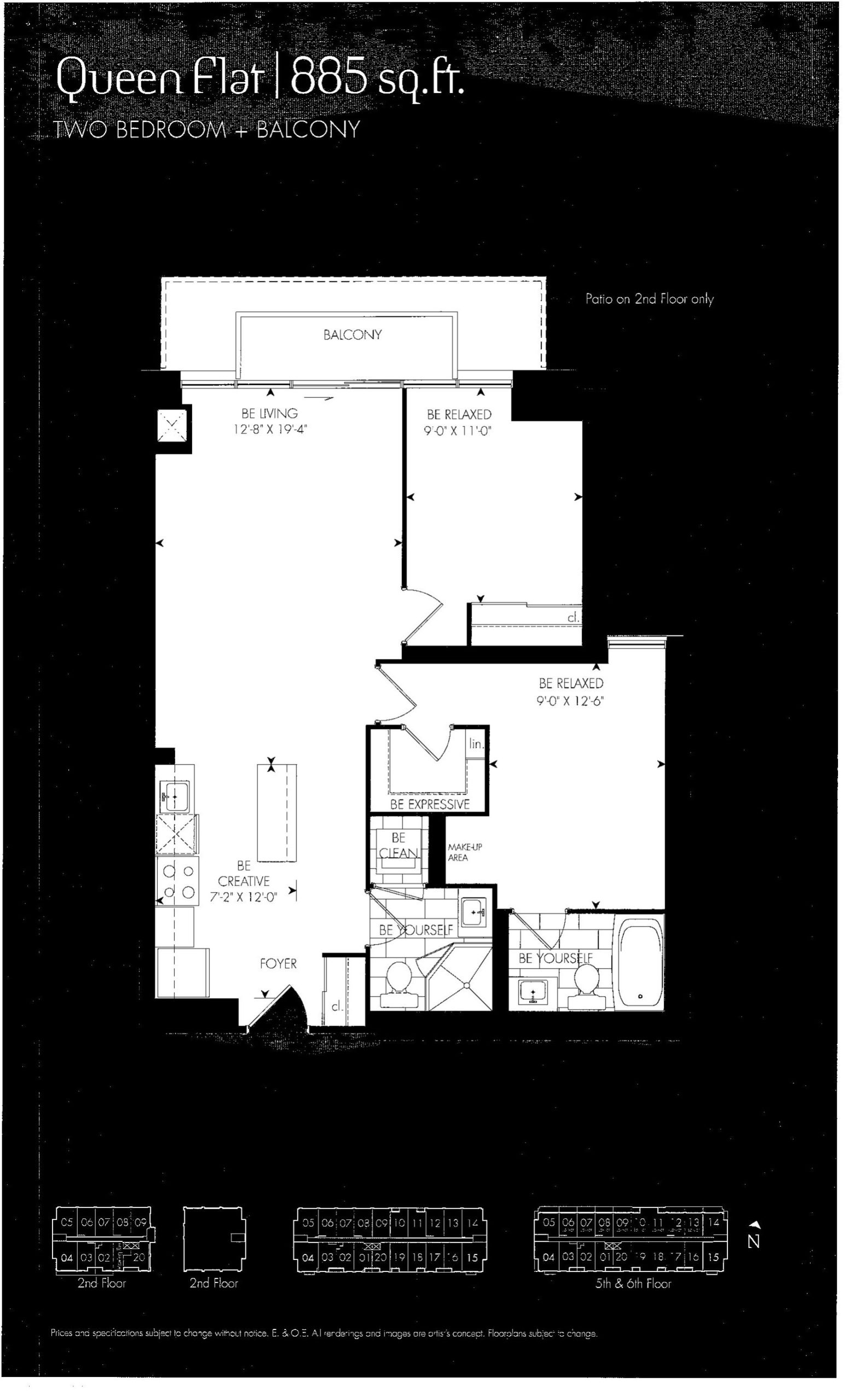 Queen Flat 885 floor plan