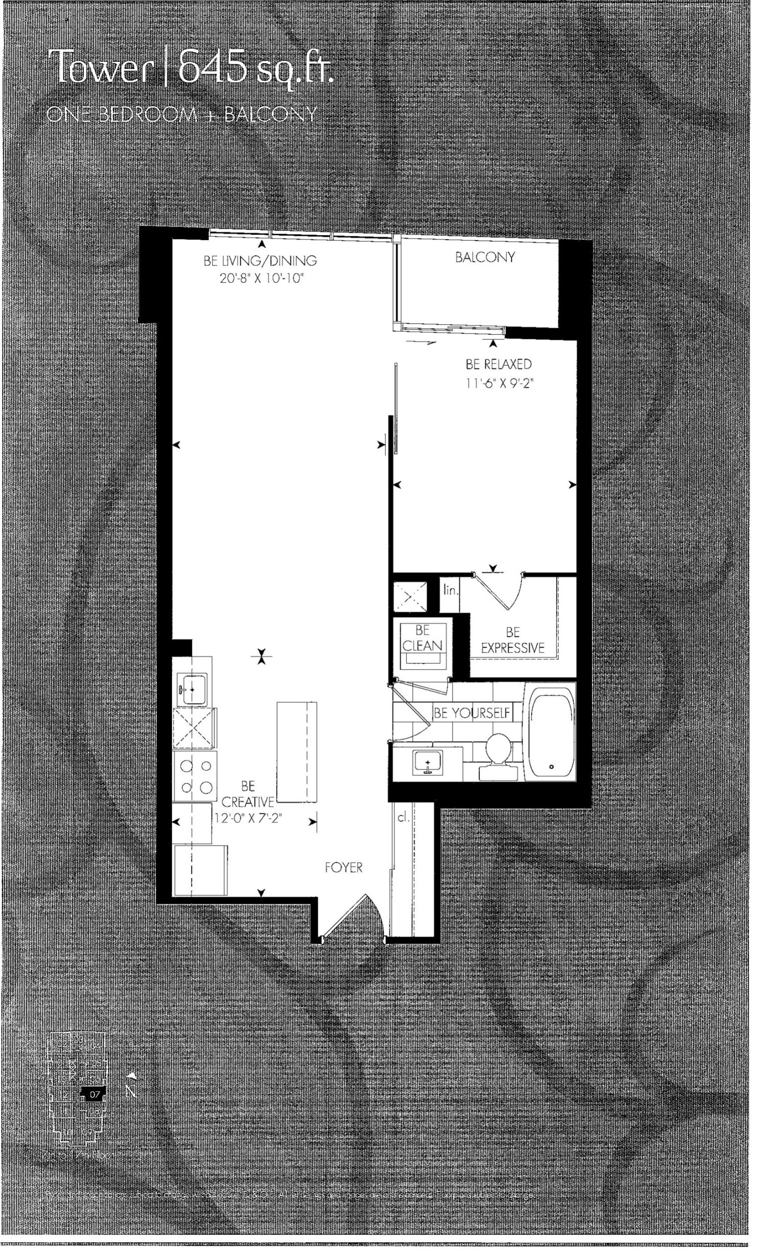 Tower 645 (1BR) floor plan