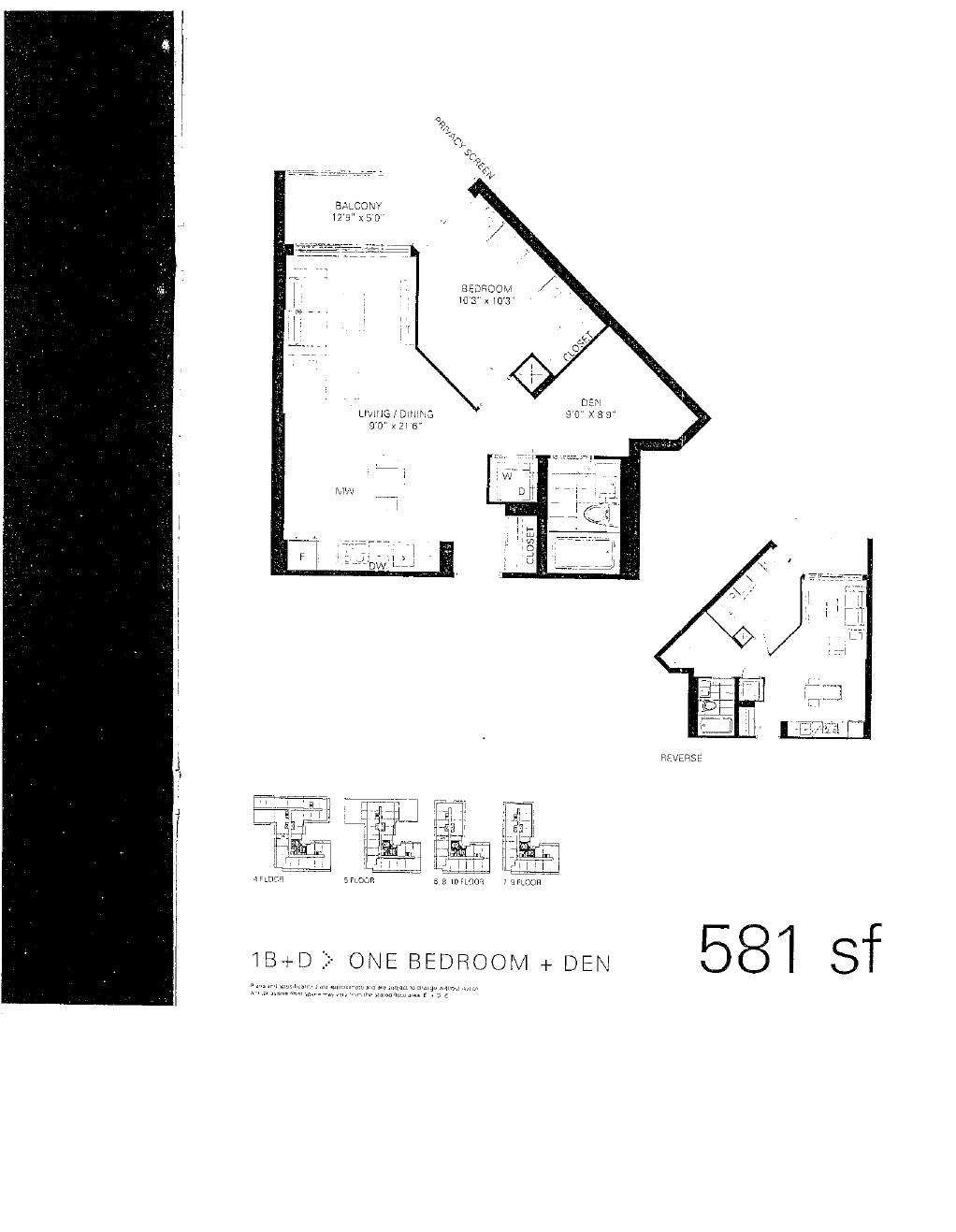 1B+D floor plan