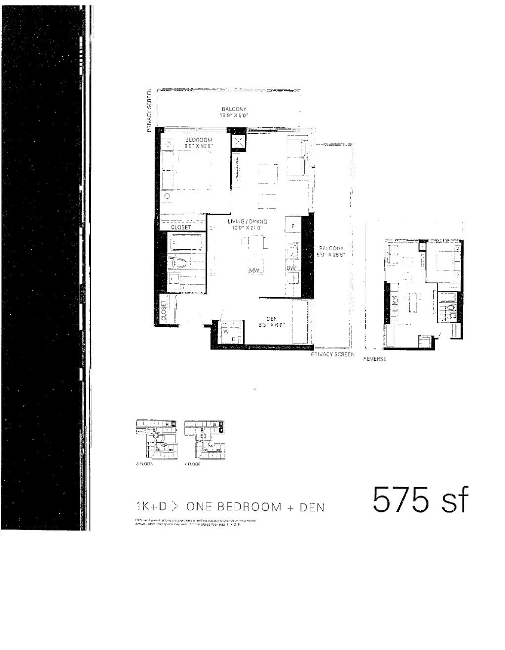 1K+D floor plan