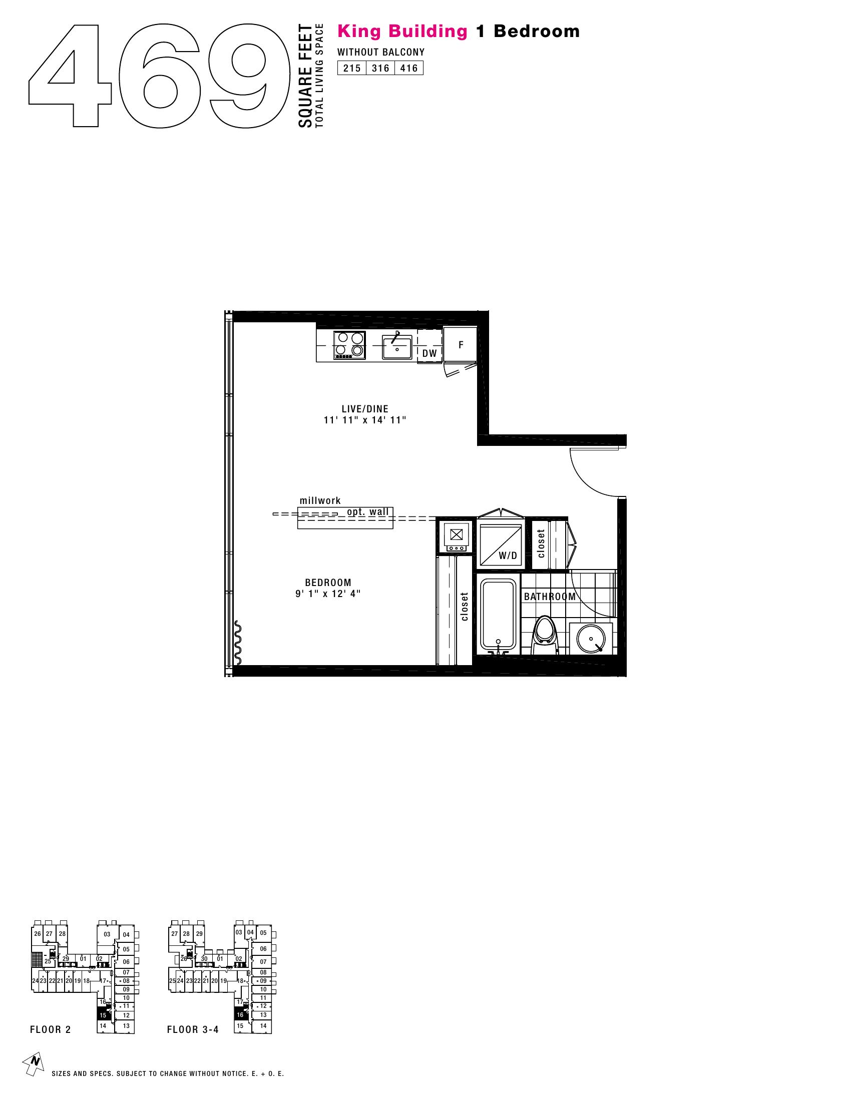 King - 1BR - 469 floor plan