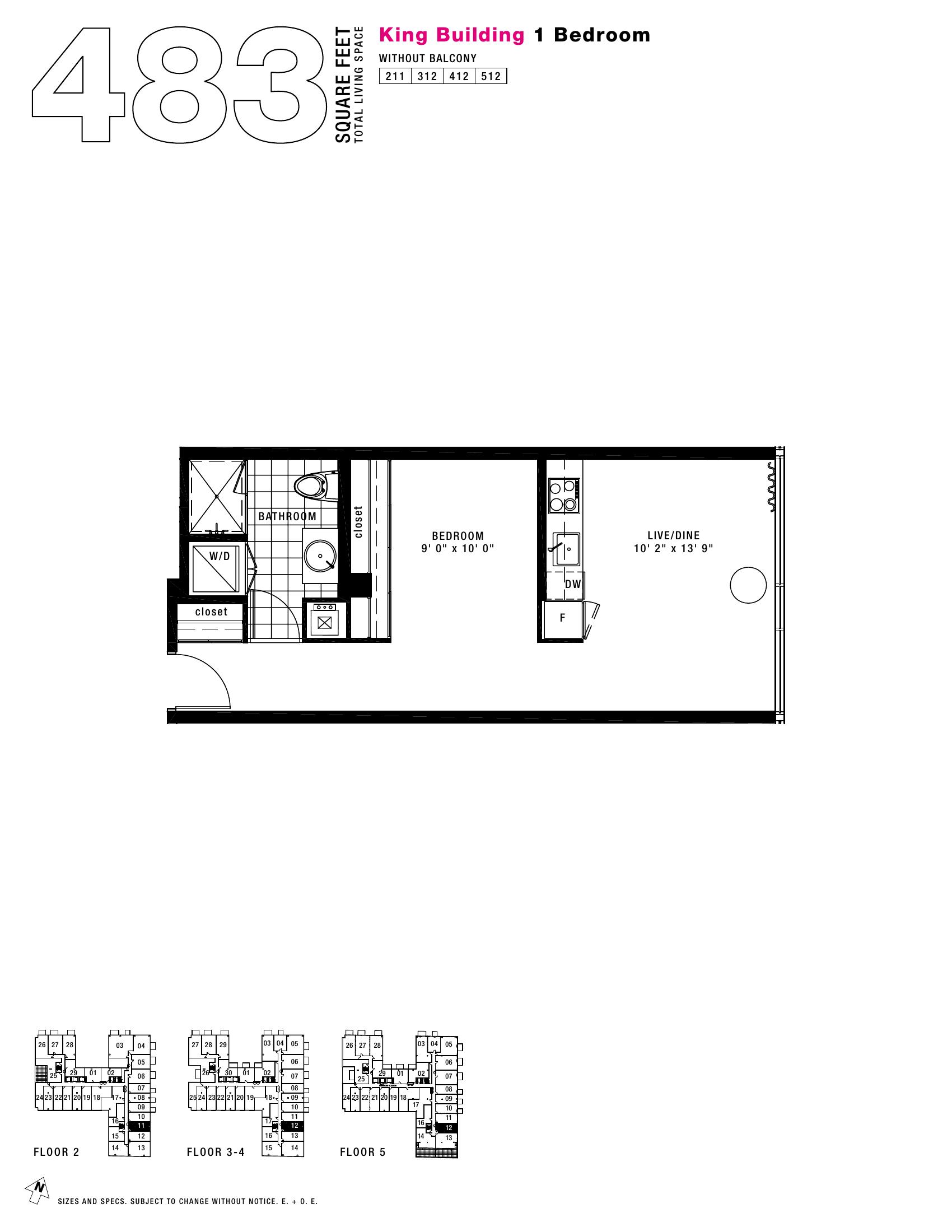 King - 1BR - 483 floor plan