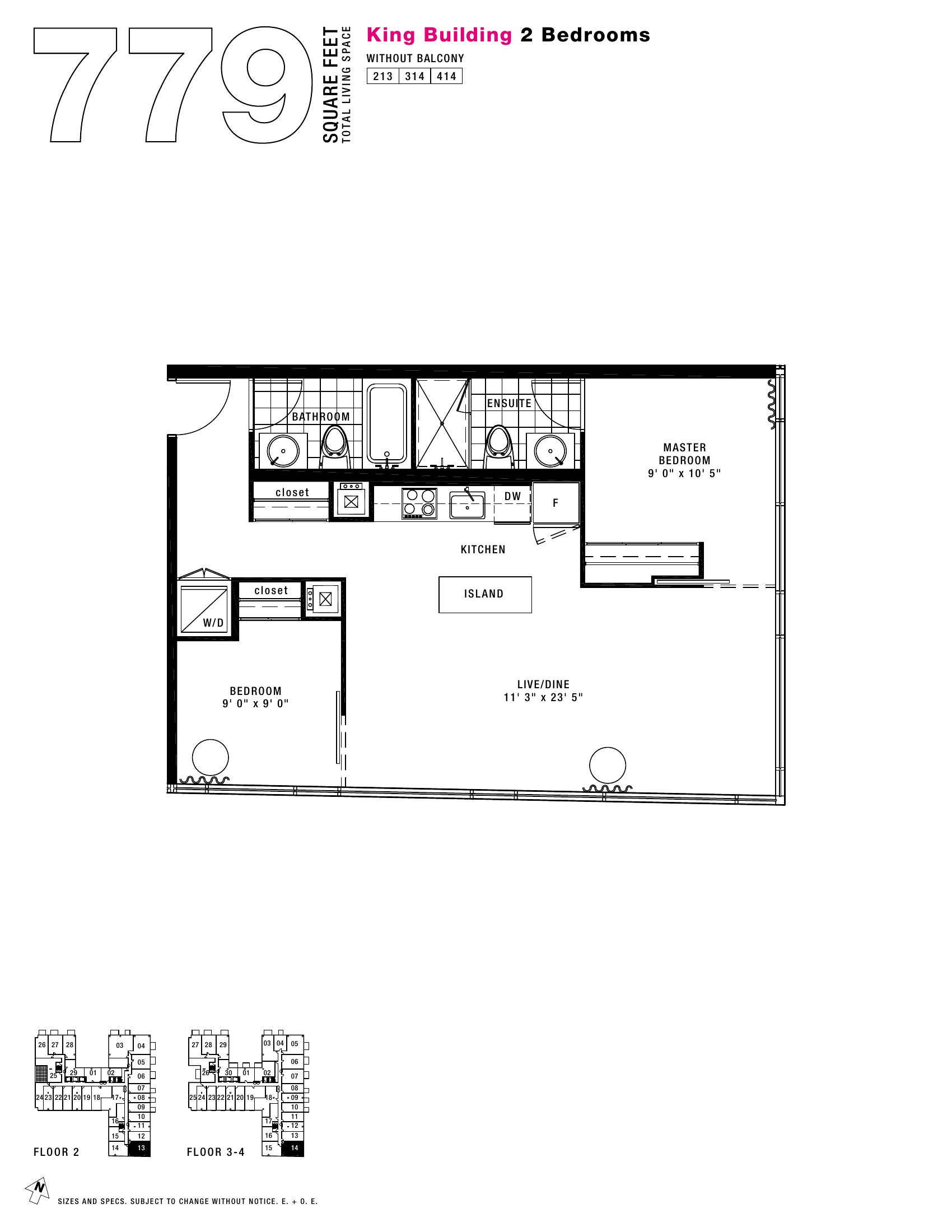 King - 2BR - 779 floor plan