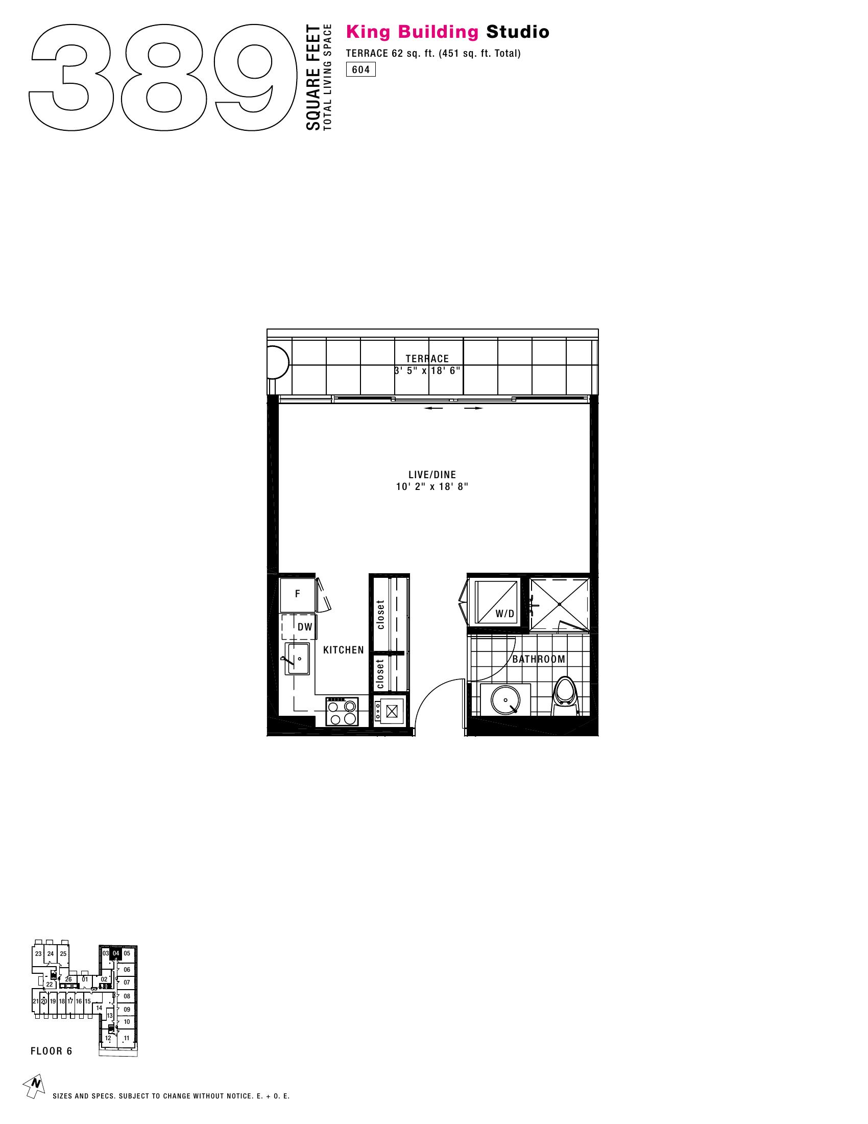 King - Studio - 389 floor plan