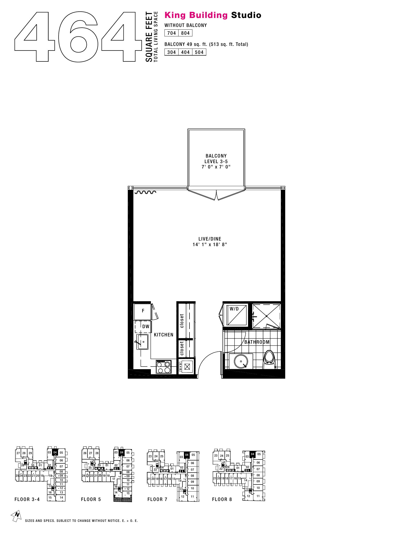 King - Studio - 464 floor plan