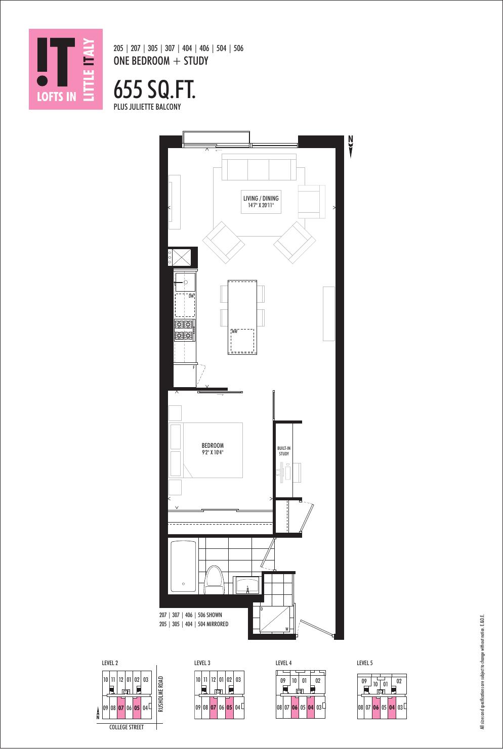 Suite 205/207/305/307/404/406/504/506 floor plan