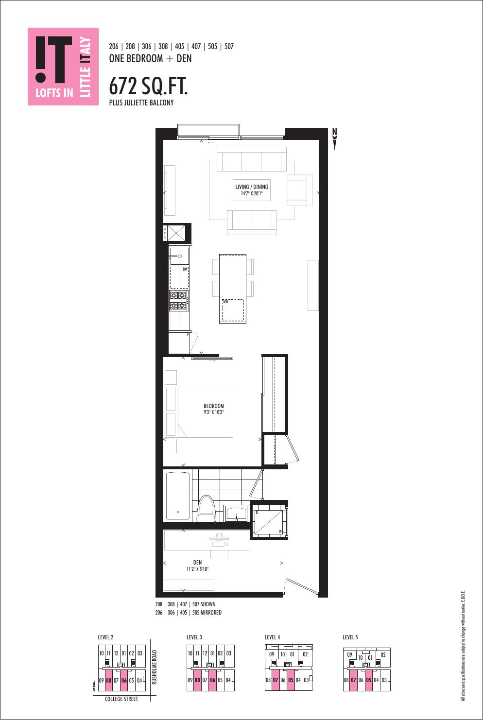 Suite 206/208/306/308/405/407/505/507 floor plan