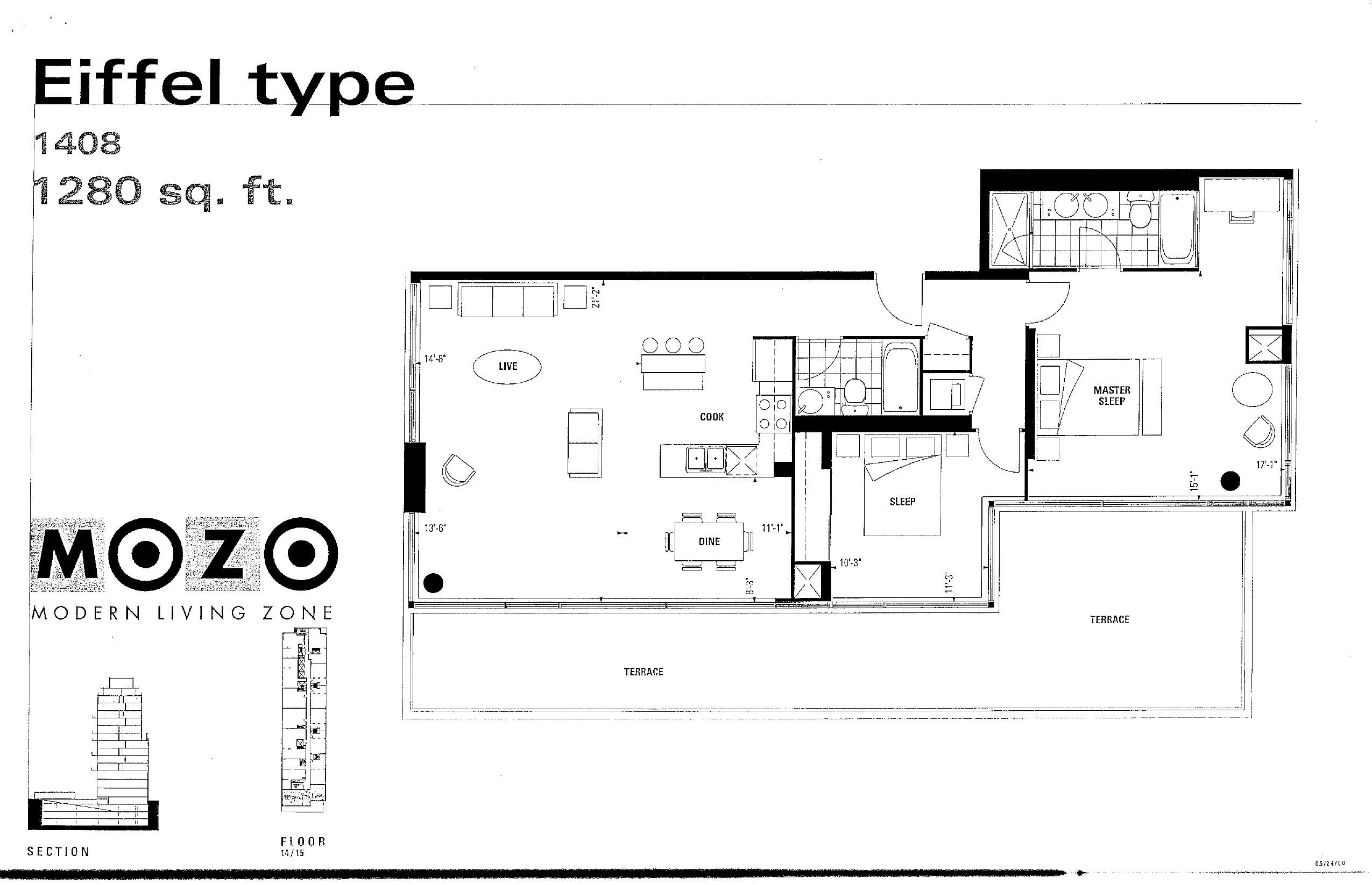 Eiffel type 1408 floor plan