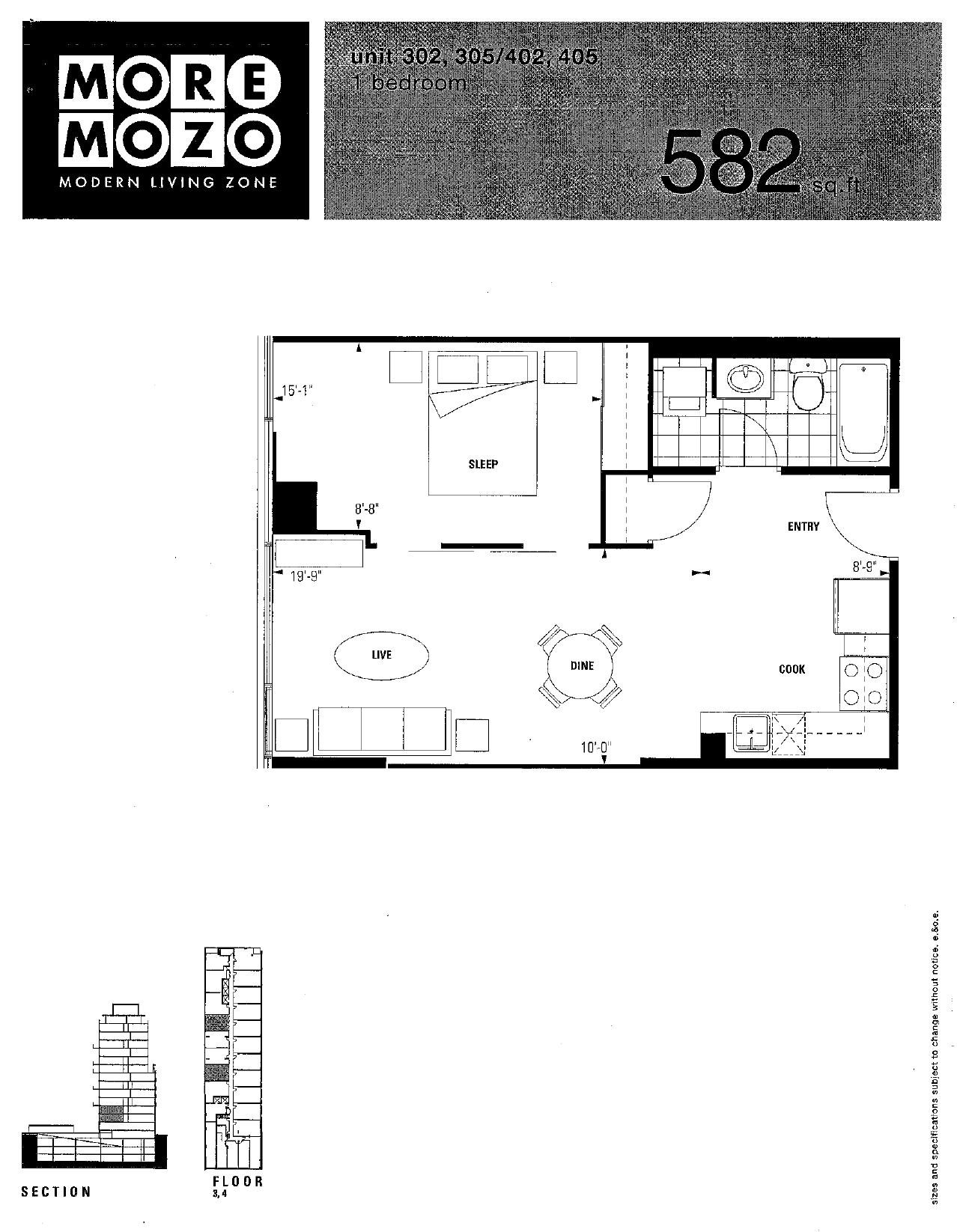 Unit 302/305/402/405 floor plan