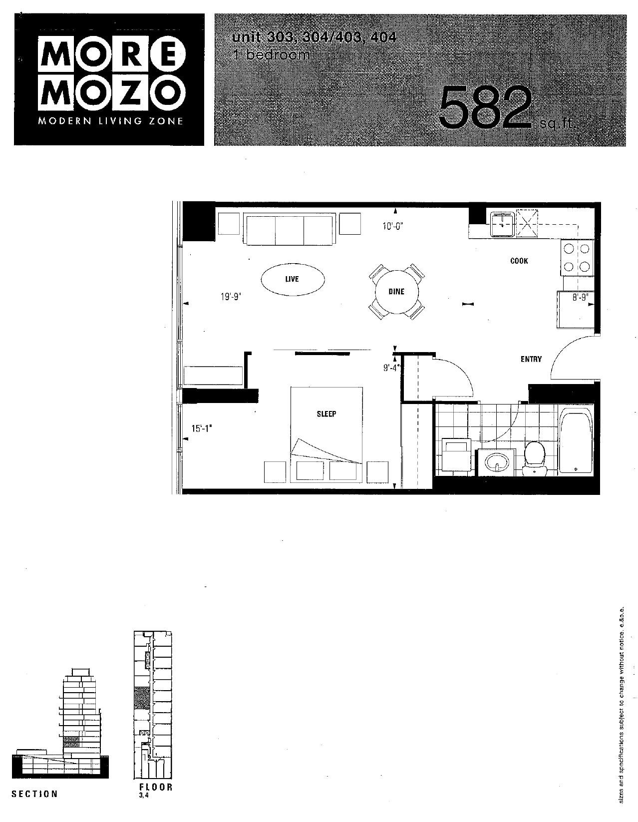 Unit 303/304/403/404 floor plan