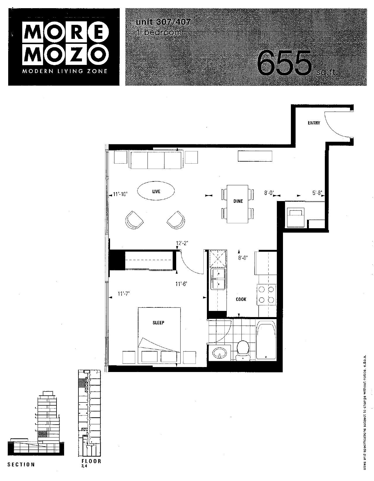 Unit 307/407 floor plan