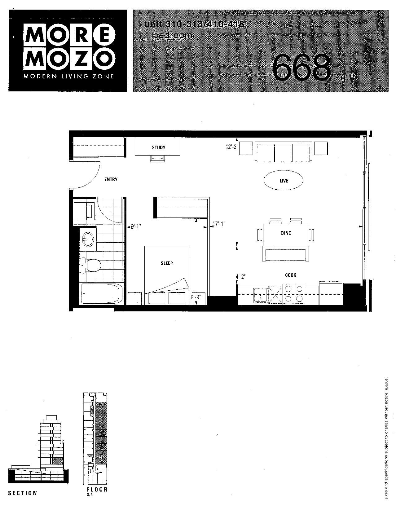 Unit 310-318/410-418 floor plan