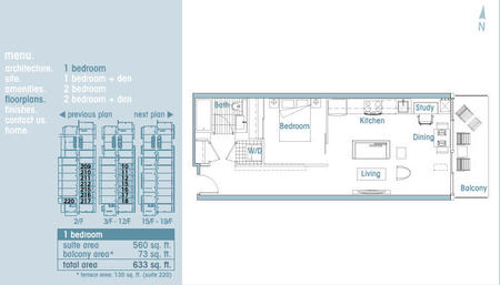 1 Bedroom - 560 sf floor plan