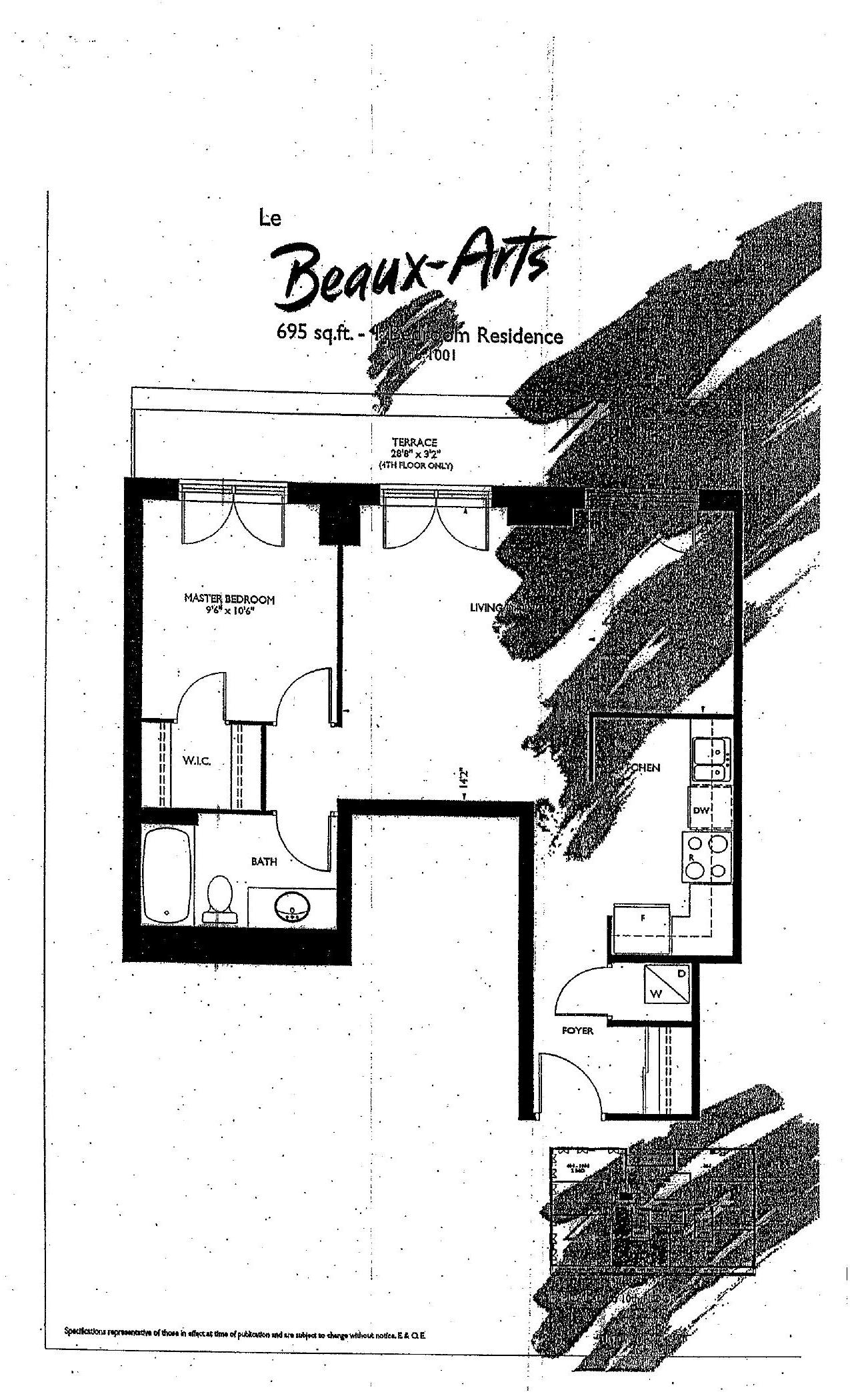 Le Beaux-Arts (695 sq.ft.) floor plan
