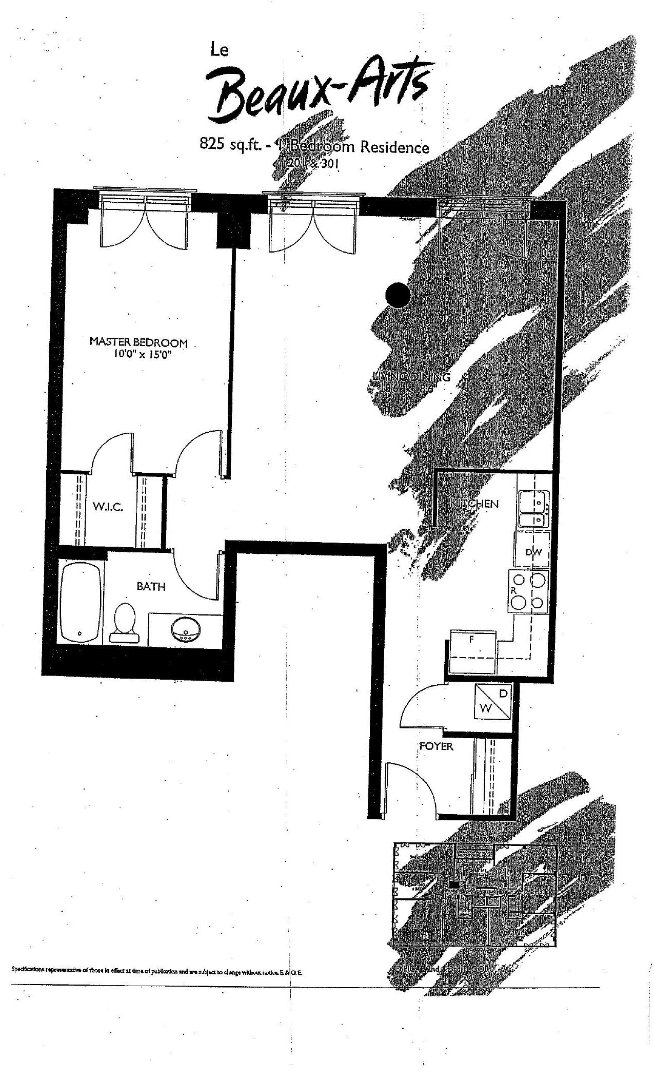 Le Beaux-Arts (825 sq.ft.) floor plan
