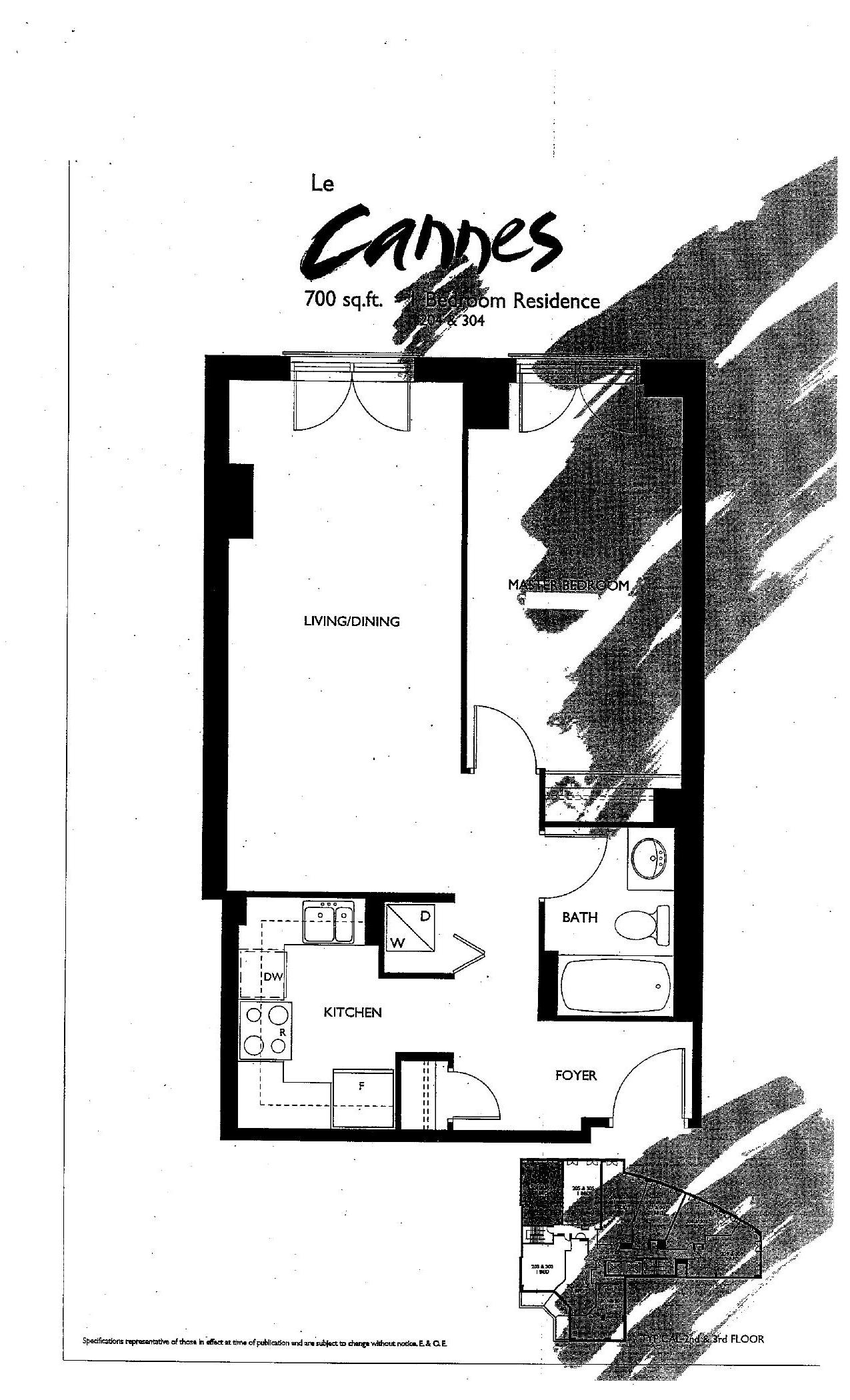 Le Cannes (700 sq.ft.) floor plan