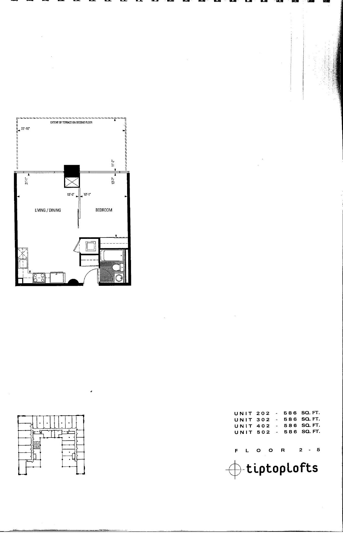 Units 202 / 302 / 402 / 502 floor plan